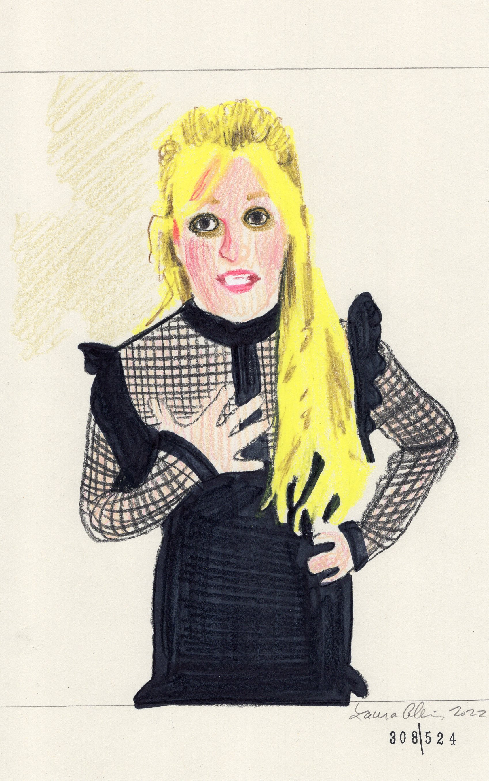 Laura Collins Britney Spears Animation 6x9in mixed media 2022 no308.jpg
