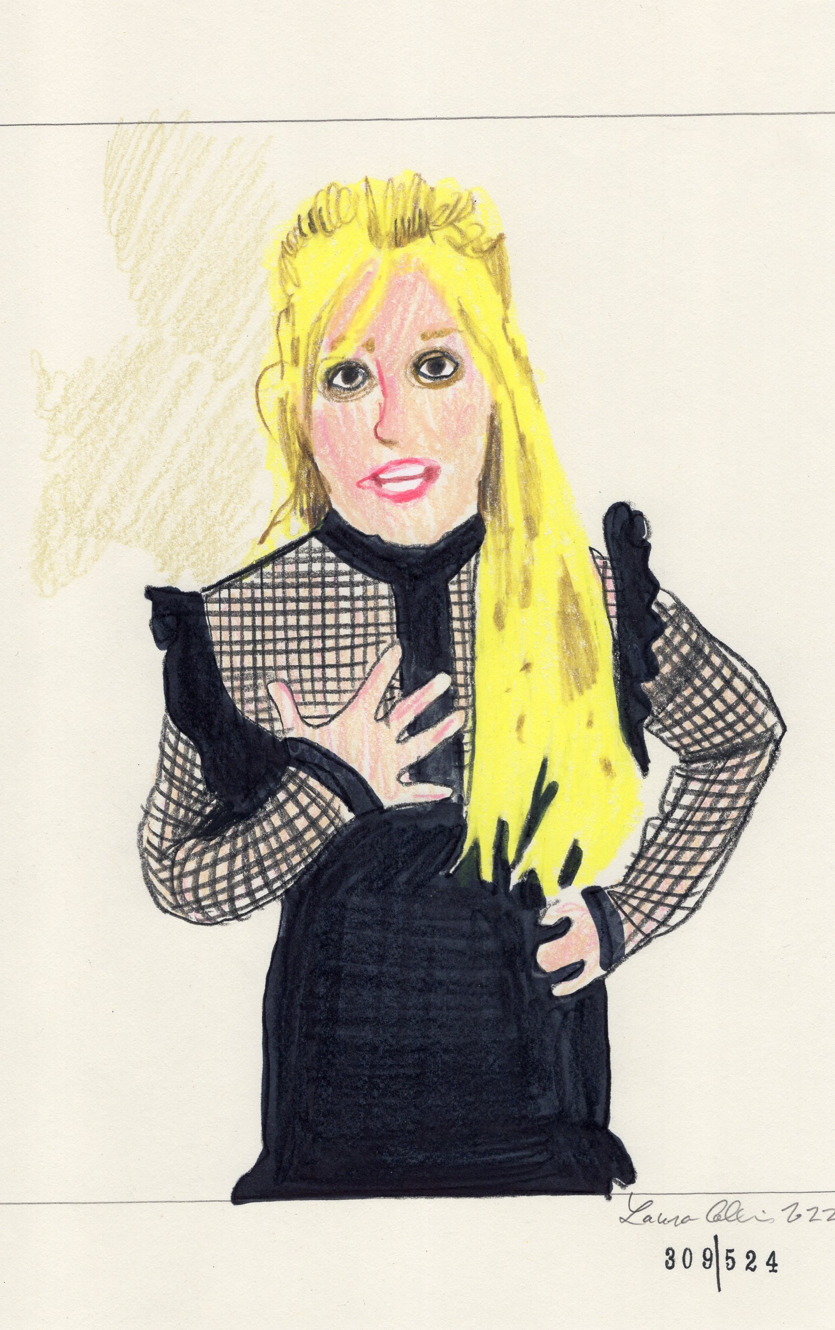 Laura Collins Britney Spears Animation 6x9in mixed media 2022 no309.jpg
