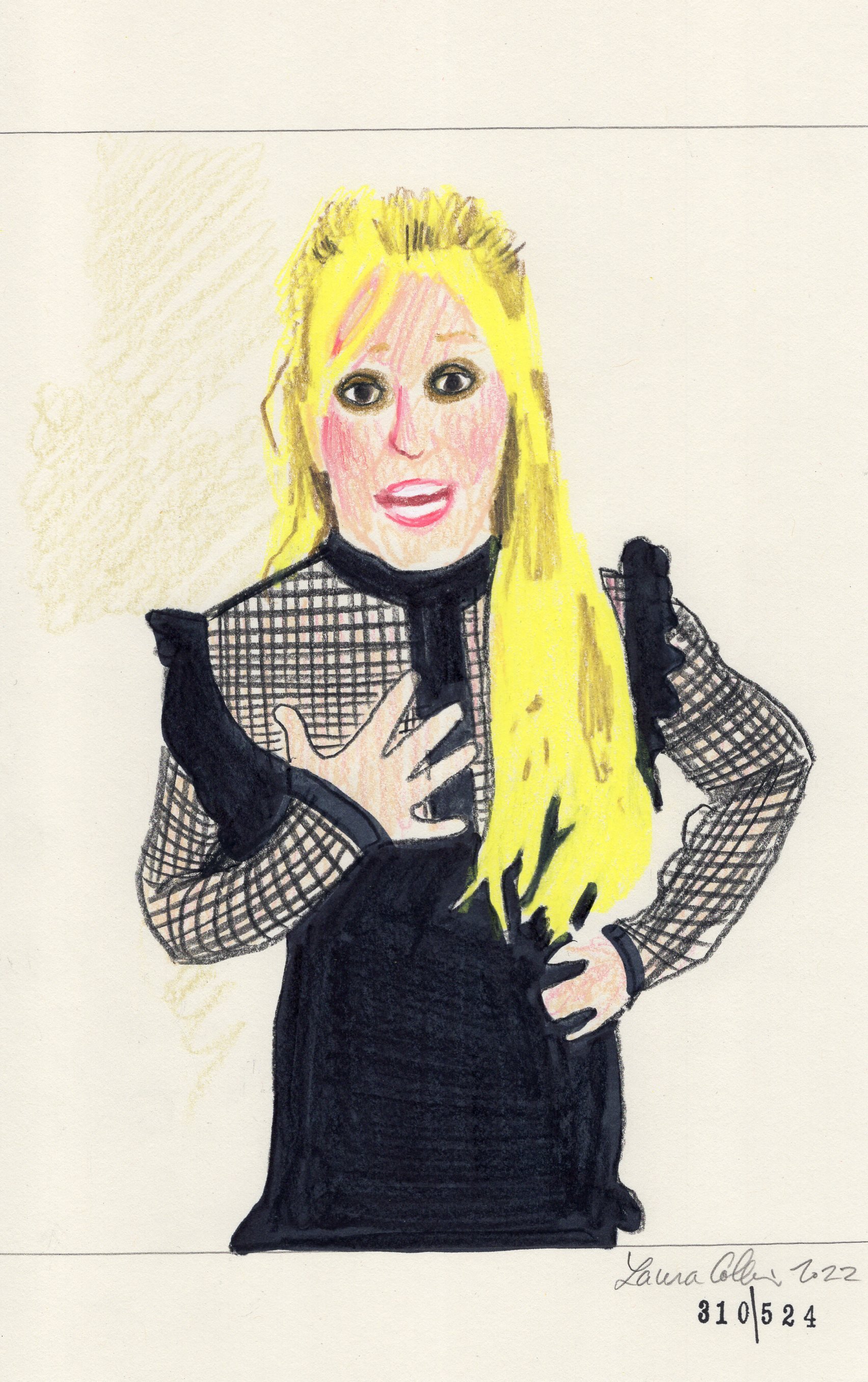 Laura Collins Britney Spears Animation 6x9in mixed media 2022 no310.jpg