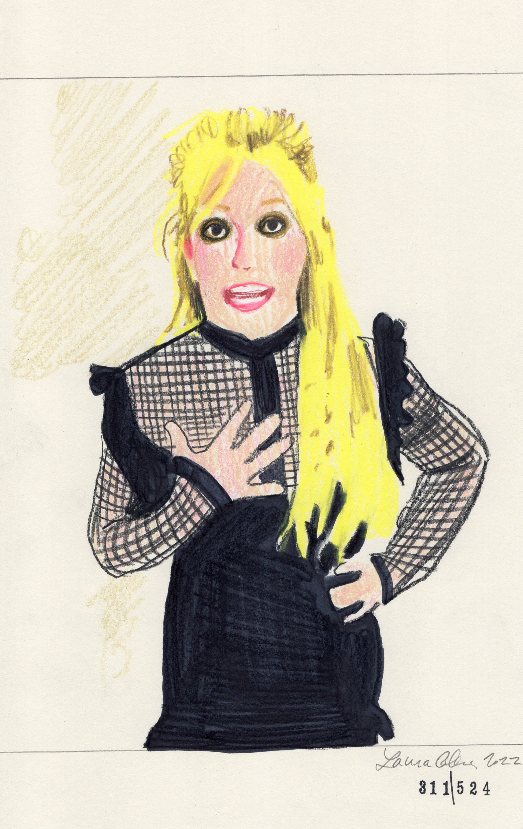 Laura Collins Britney Spears Animation 6x9in mixed media 2022 no311.jpg