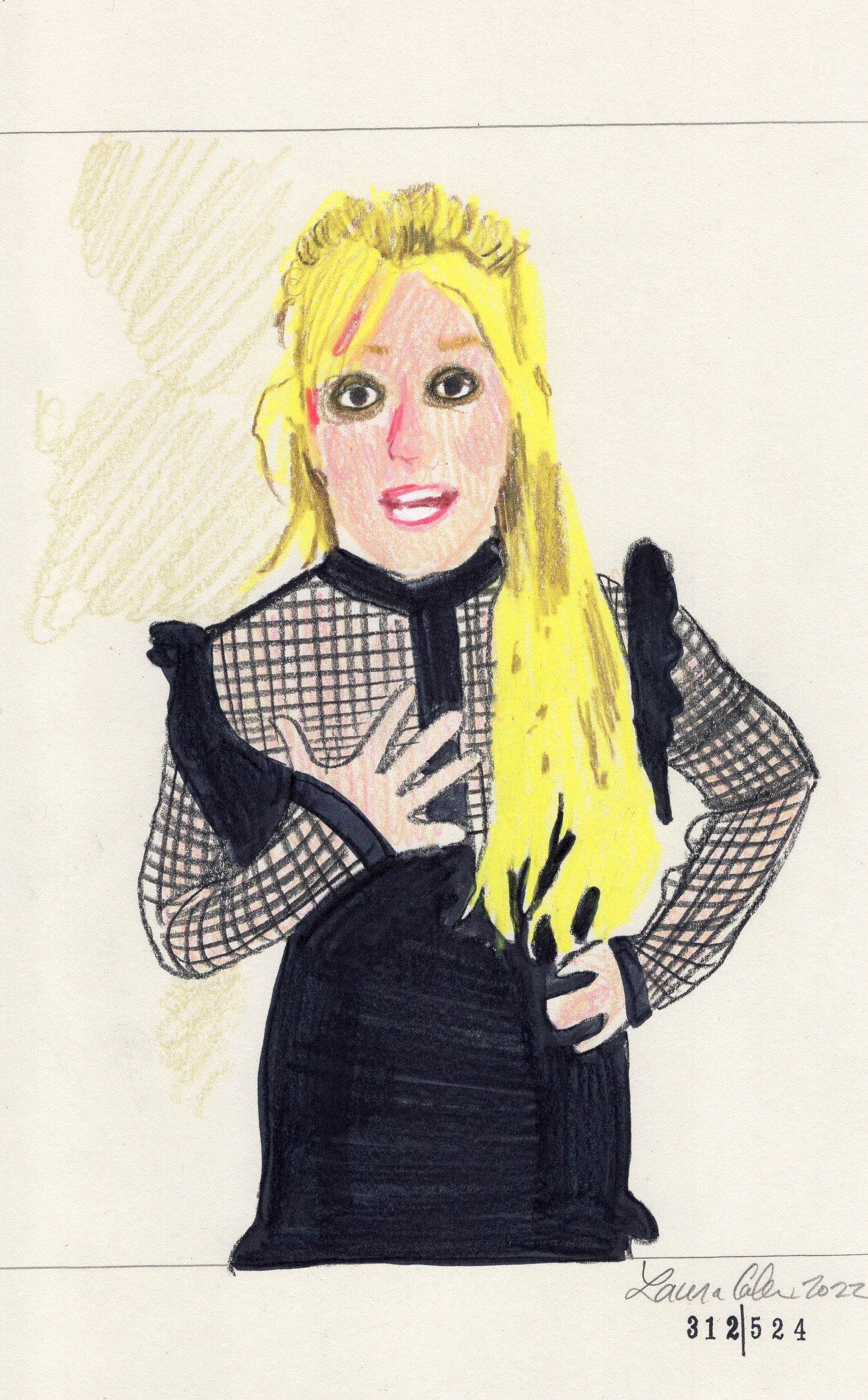 Laura Collins Britney Spears Animation 6x9in mixed media 2022 no312.jpg