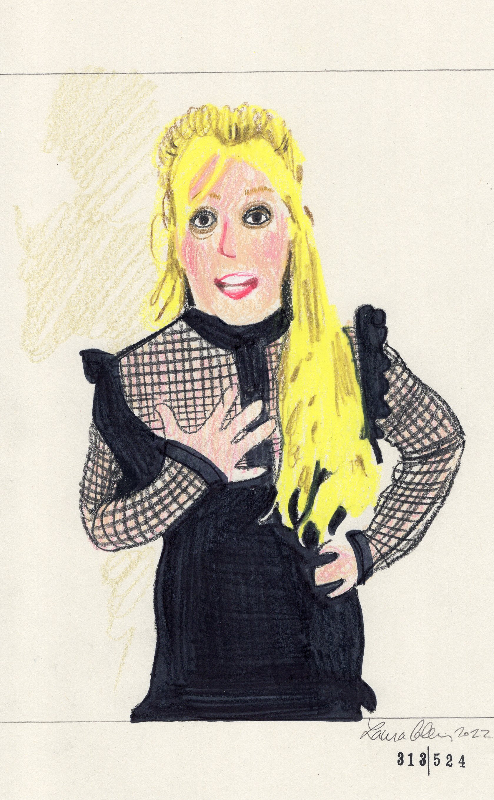 Laura Collins Britney Spears Animation 6x9in mixed media 2022 no313.jpg
