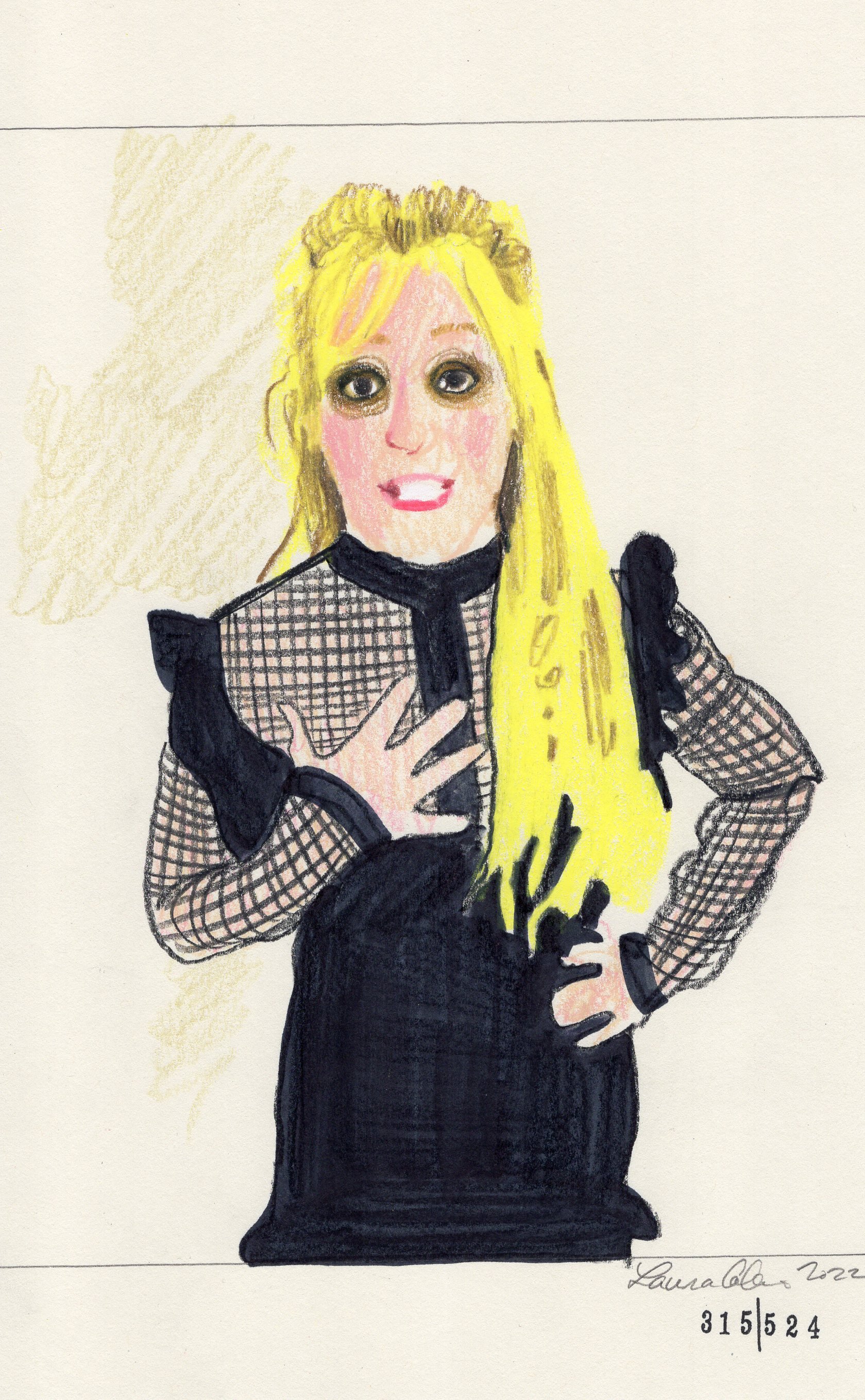 Laura Collins Britney Spears Animation 6x9in mixed media 2022 no315.jpg