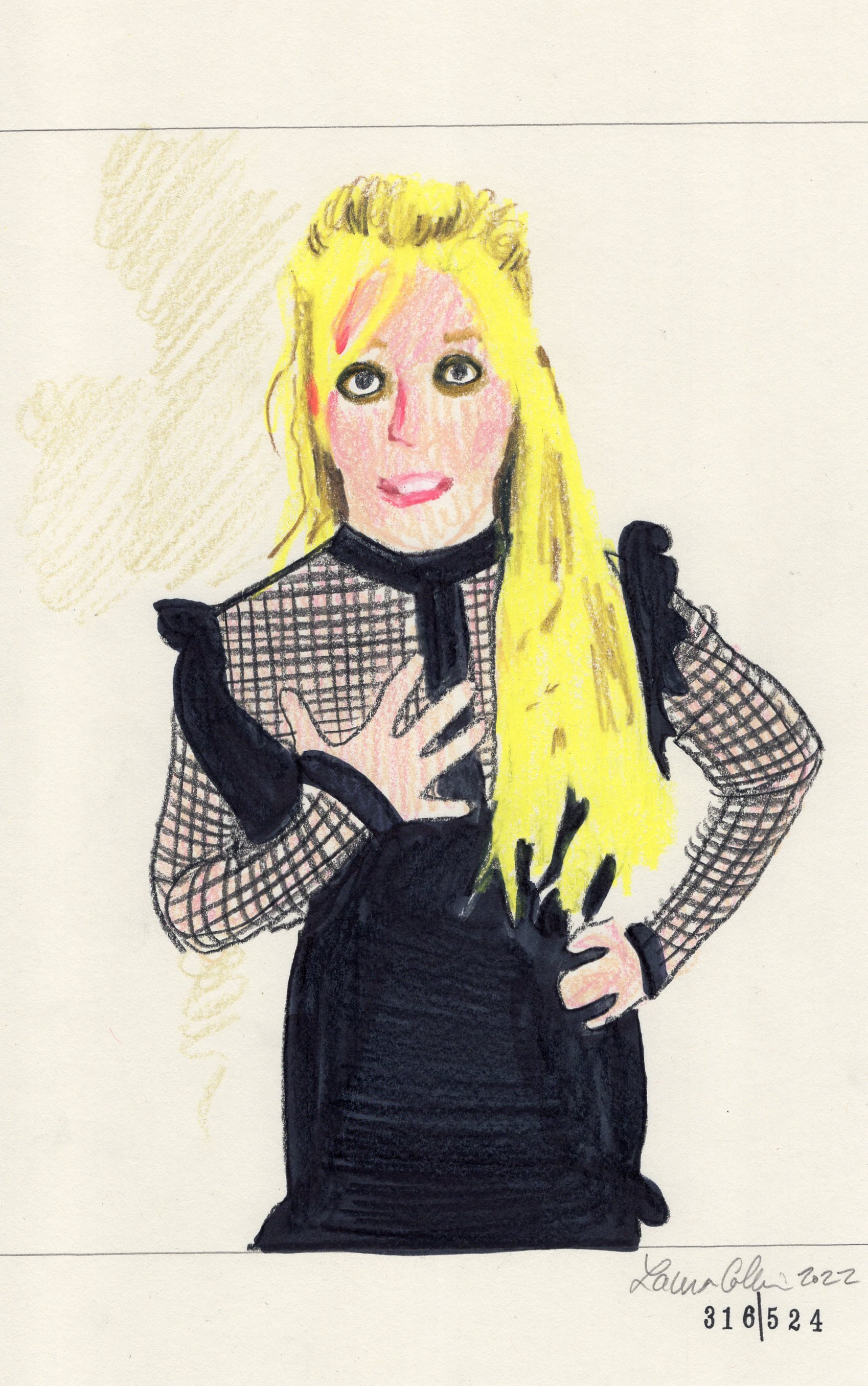 Laura Collins Britney Spears Animation 6x9in mixed media 2022 no316.jpg