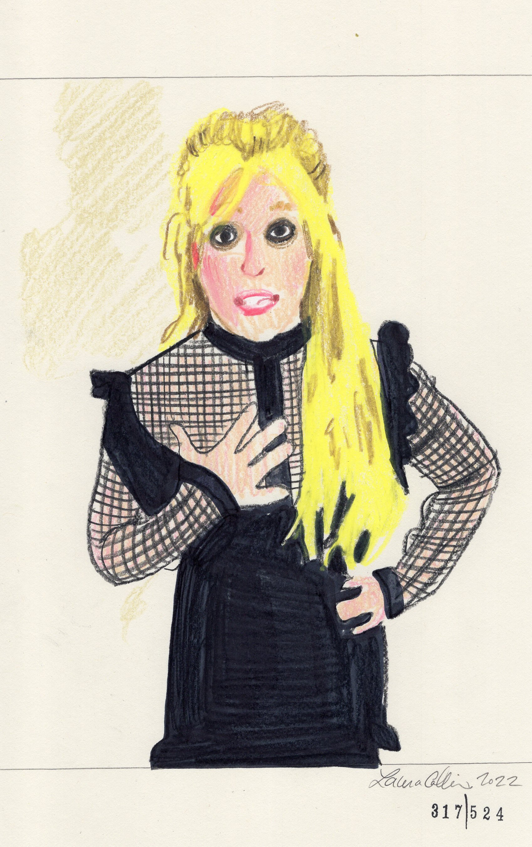 Laura Collins Britney Spears Animation 6x9in mixed media 2022 no317.jpg