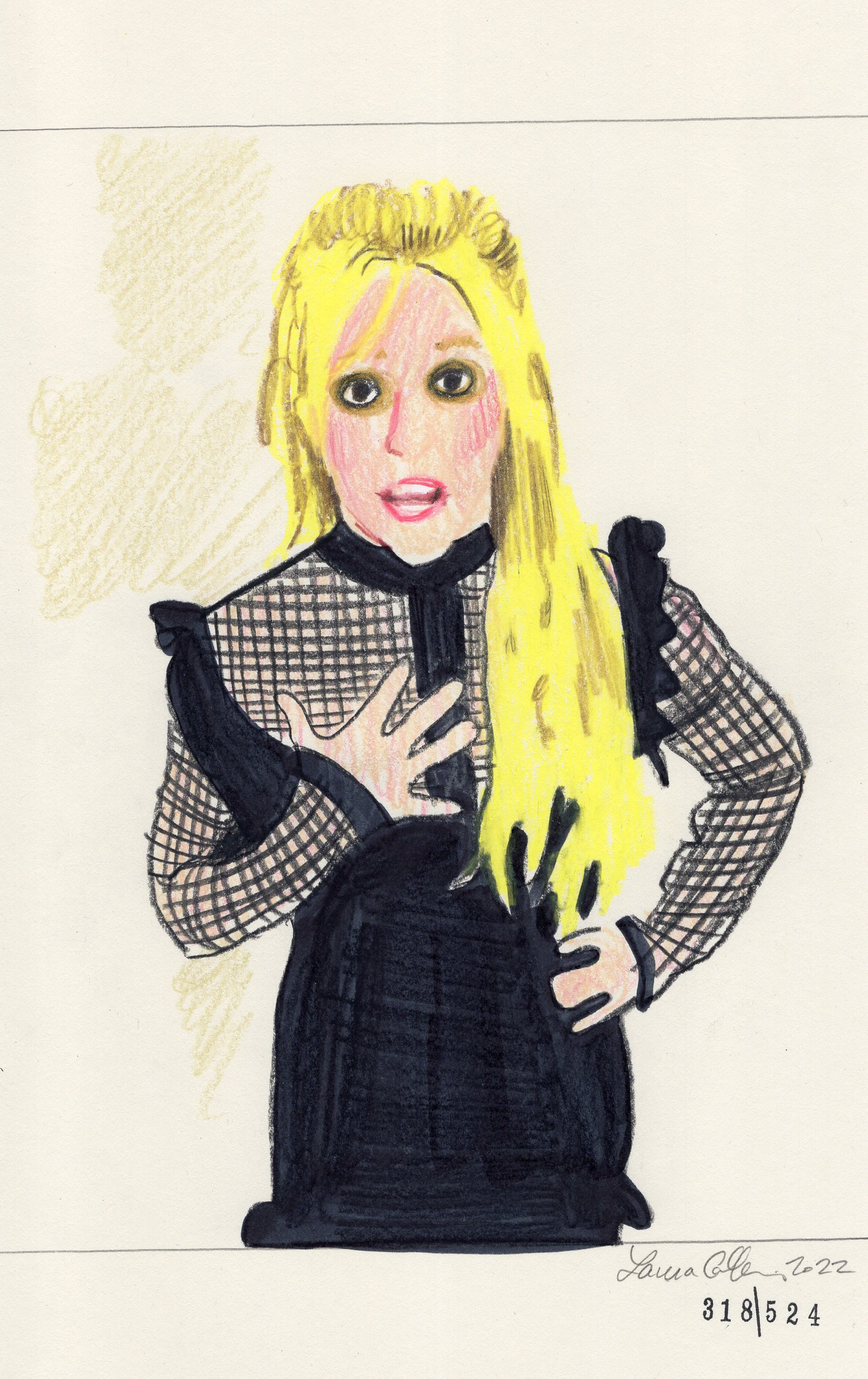 Laura Collins Britney Spears Animation 6x9in mixed media 2022 no318.jpg