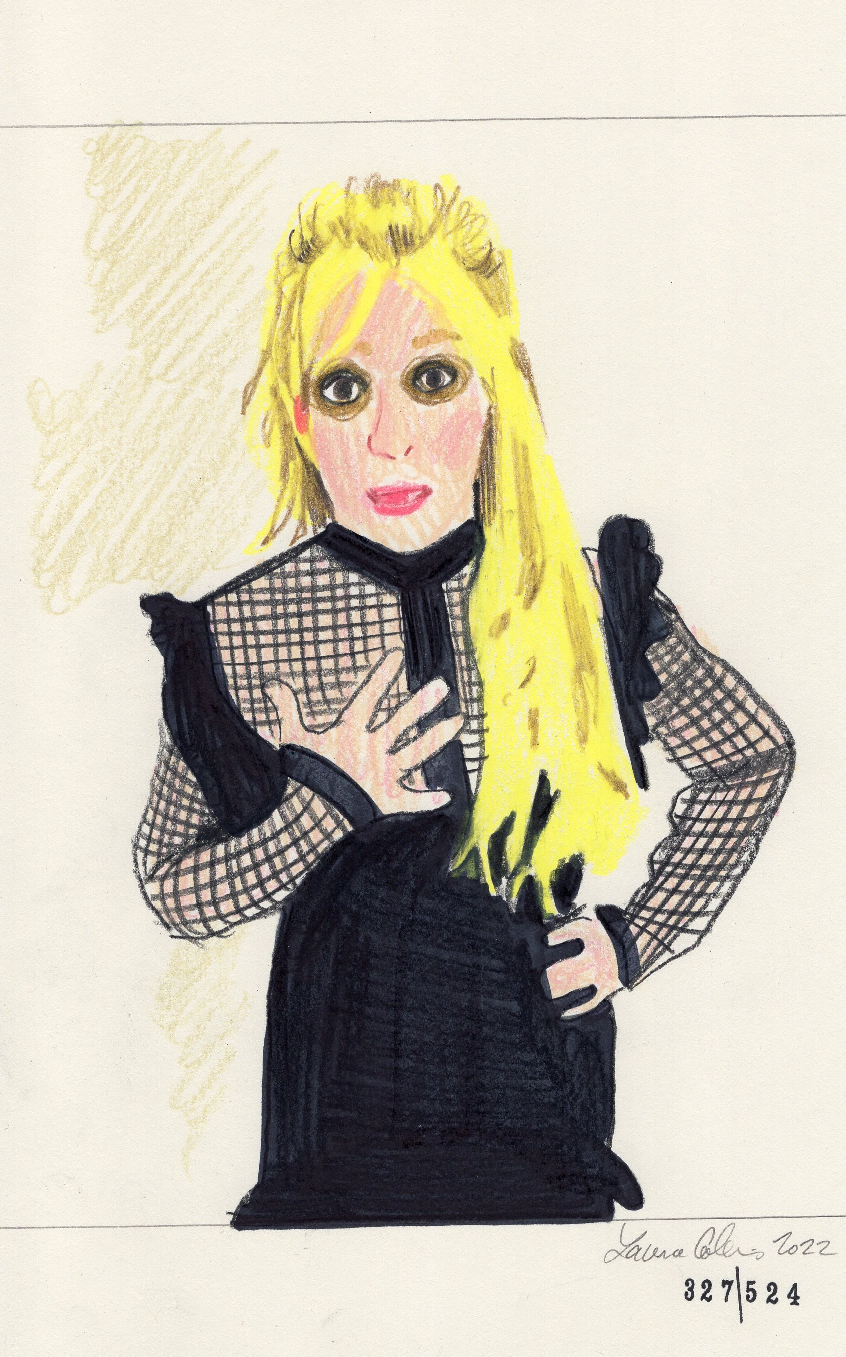 Laura Collins Britney Spears Animation 6x9in mixed media 2022 no327.jpg