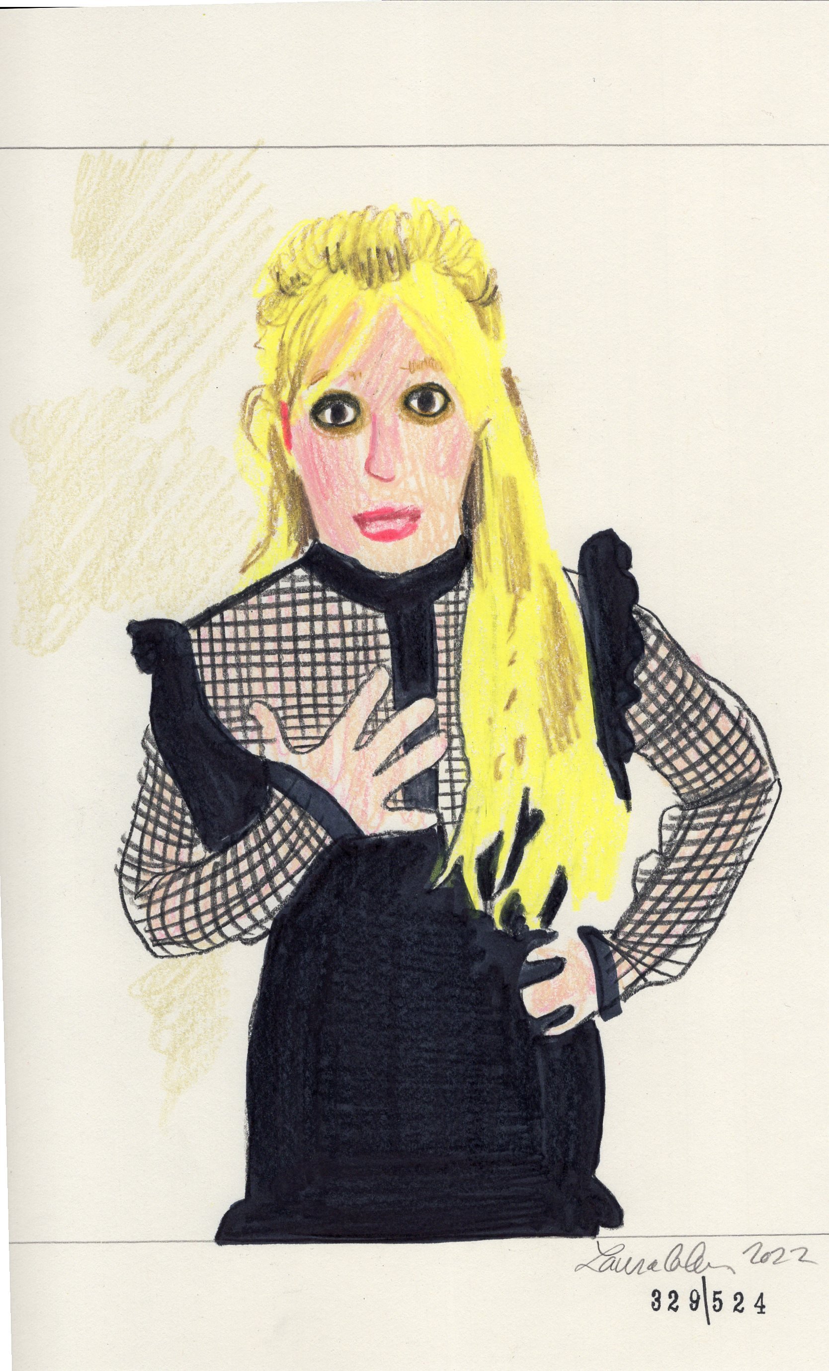 Laura Collins Britney Spears Animation 6x9in mixed media 2022 no329.jpg