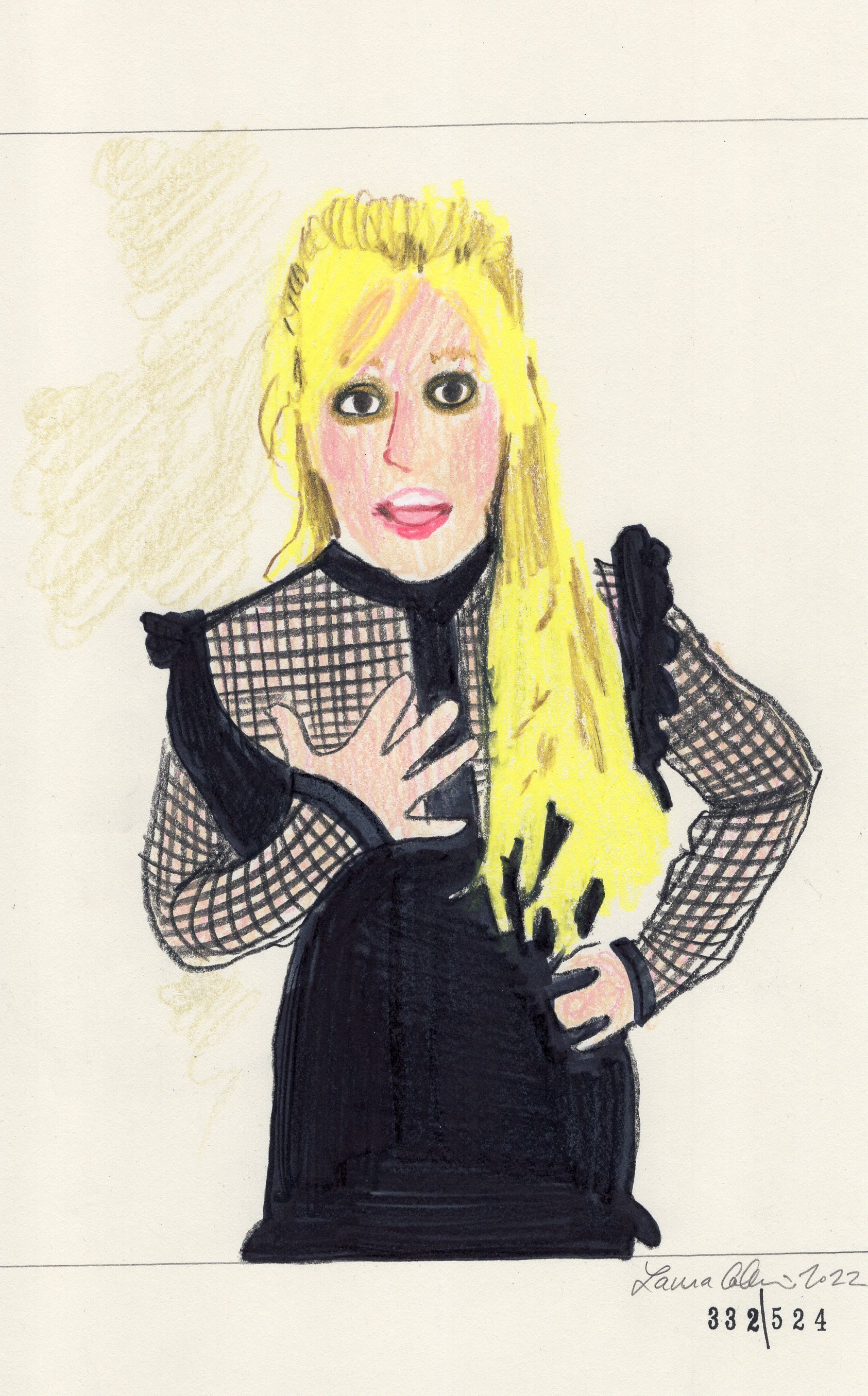 Laura Collins Britney Spears Animation 6x9in mixed media 2022 no332.jpg