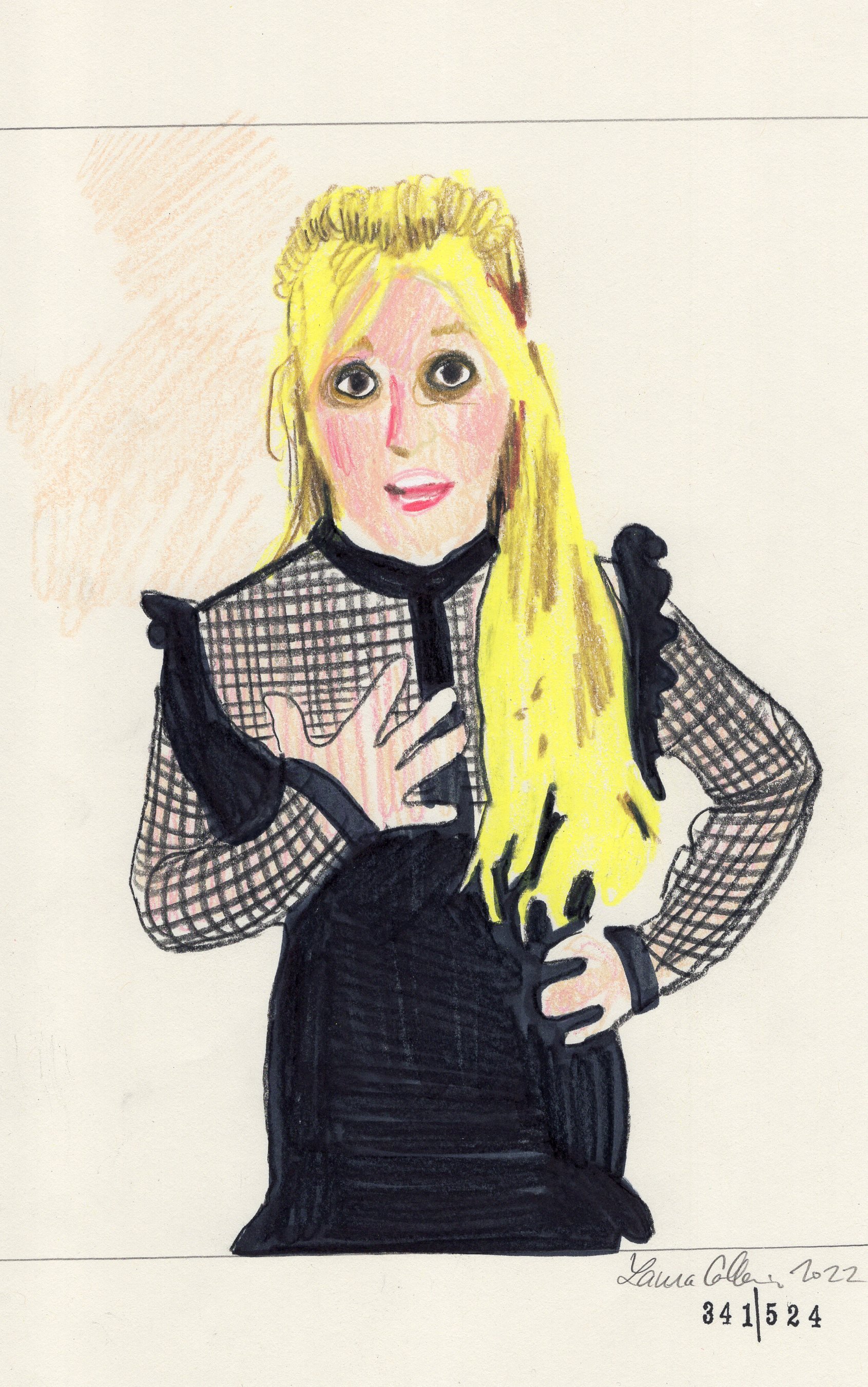 Laura Collins Britney Spears Animation 6x9in mixed media 2022 no341.jpg