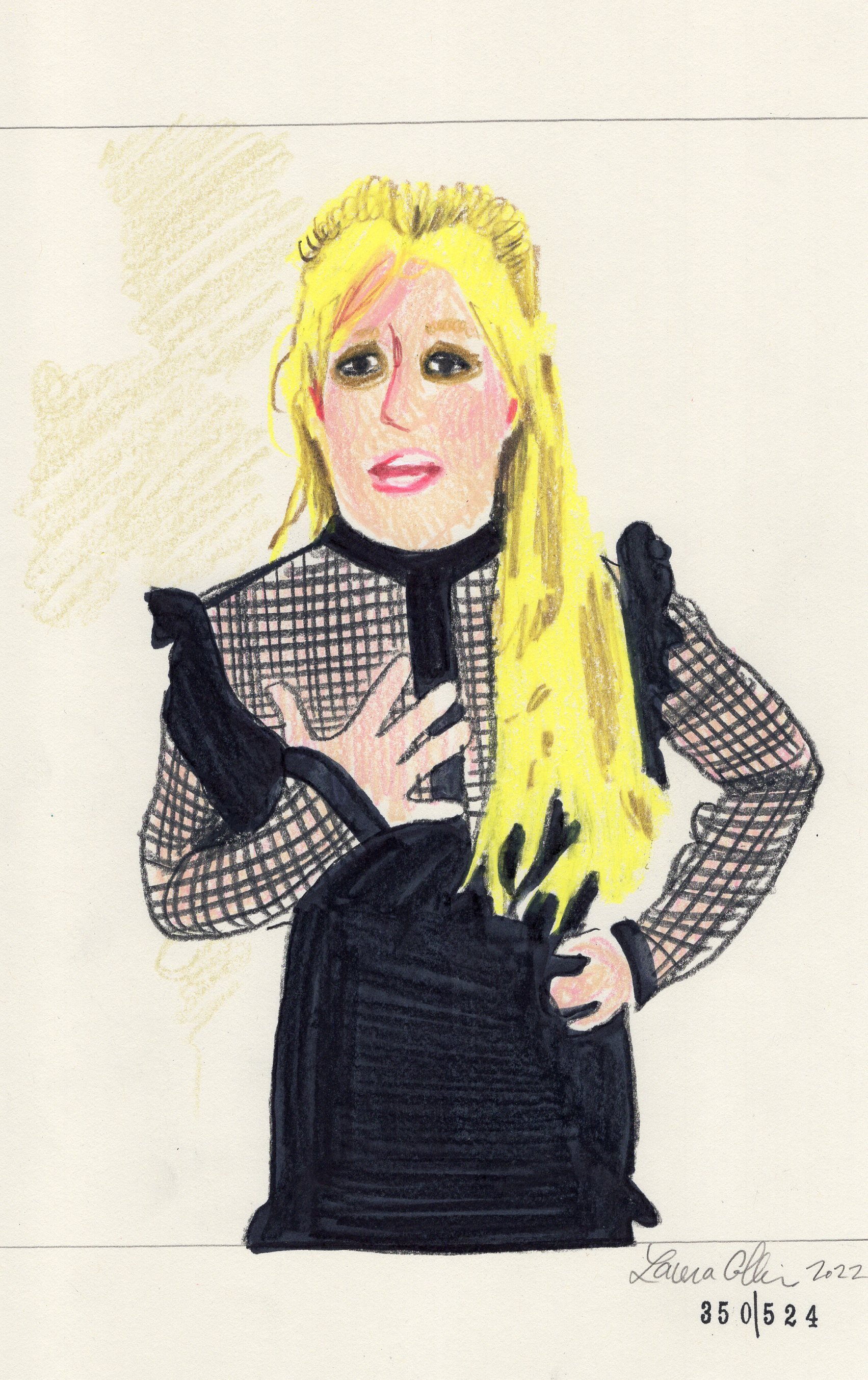 Laura Collins Britney Spears Animation 6x9in mixed media 2022 no350.jpg
