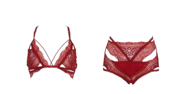 For Love and Lemons, Elsa Strappy Lace Bra, $131, Elsa Strappy Panty, $117, http://www.forloveandlemons.com/ Because nothing says Valentine's Day quite like a sexy, red lingerie set. For Love and Lemons has been a favourite of mine for some time now, (even if this love affair is mostly over Instagram) and this pair is definitely something to long for. However, if this price point is a little high for you, check out La Senza for similar styles with a much lower price point. 