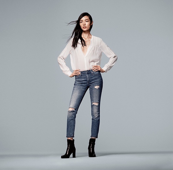 Check out this option from GAP 'Mid Rise Destructed True Skinny Ankle Jeans' $89.95
