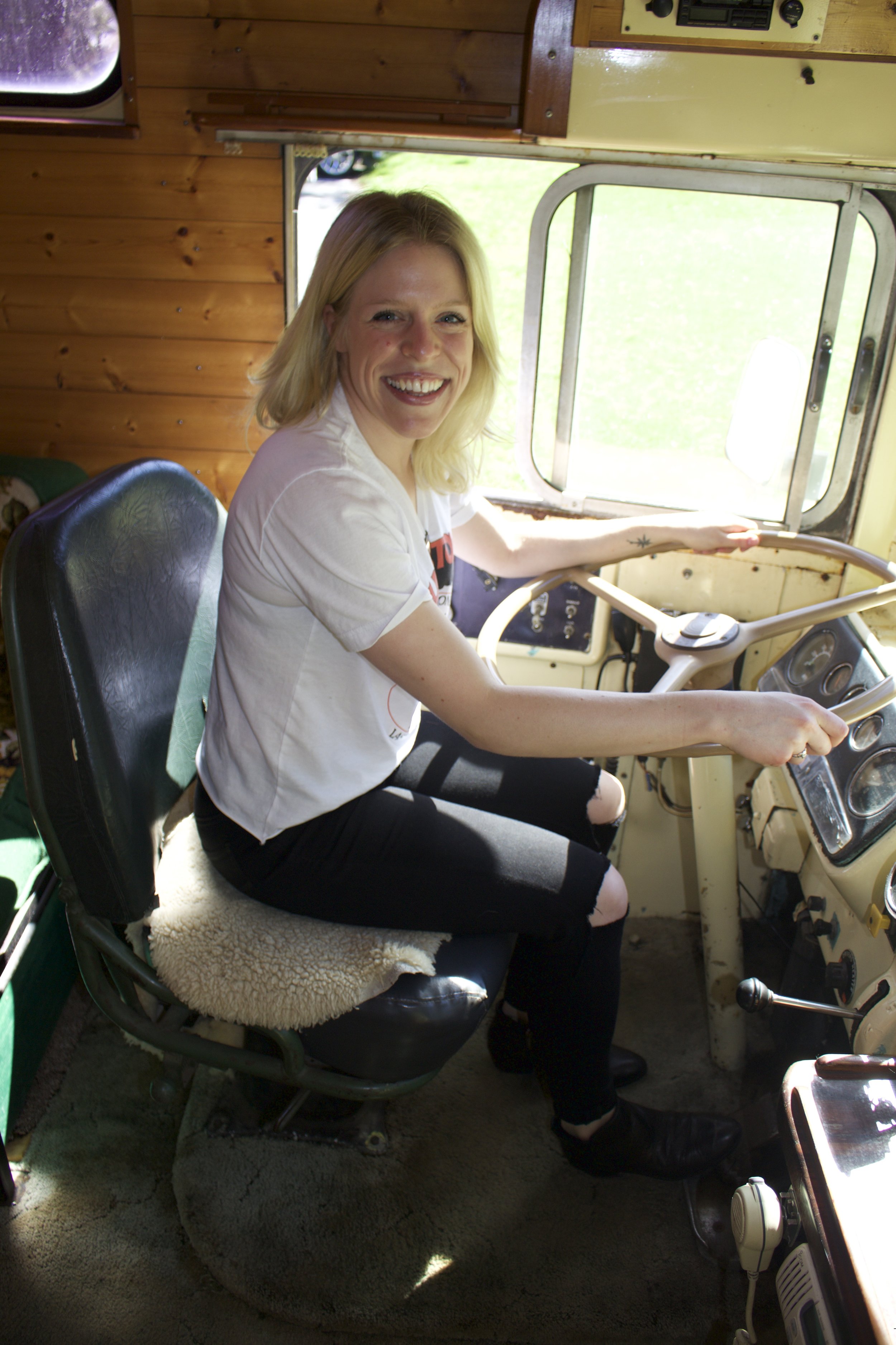 He even let me pretend to drive the bus! 