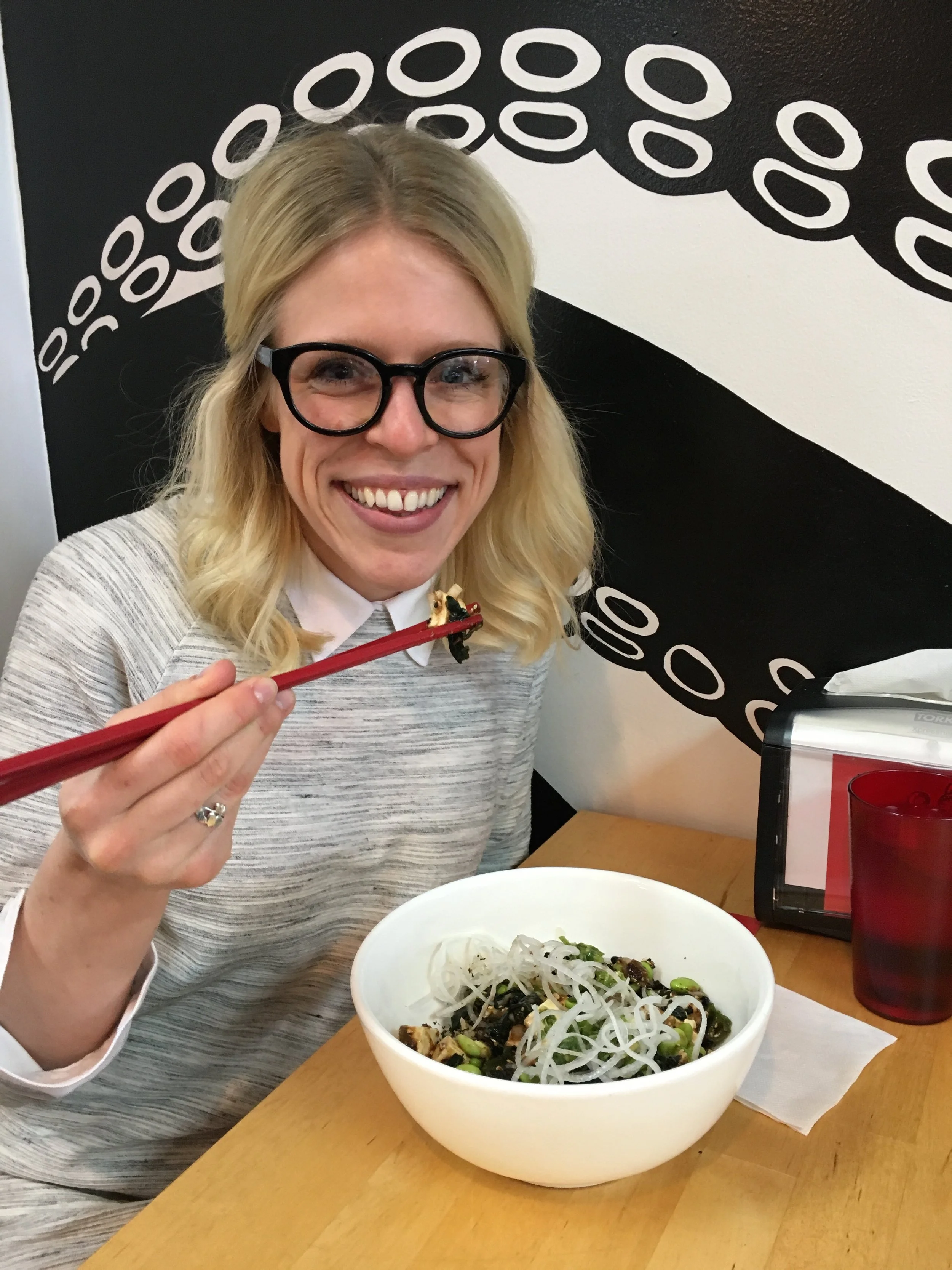 About to have my first bite of my Black Bean Tofu Poke! 