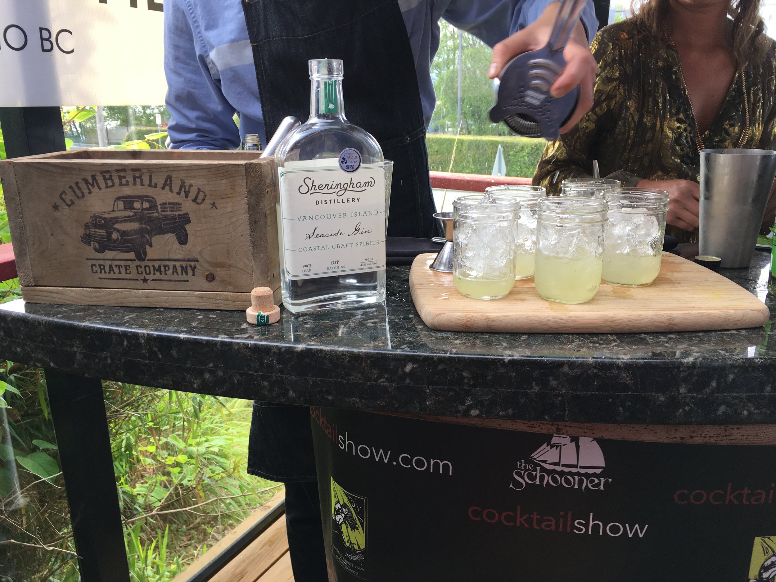 Our "Seaside Sorrel" cocktails being poured 