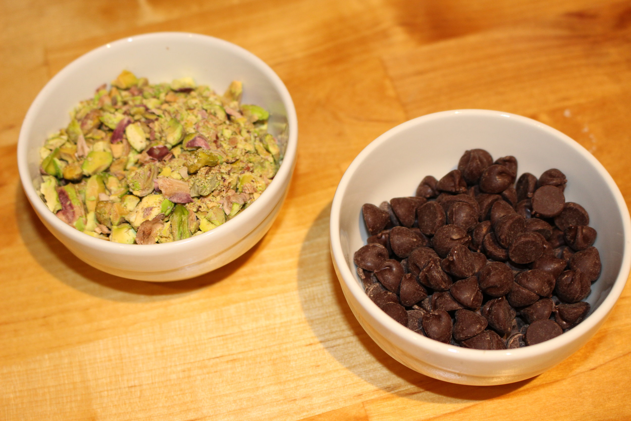 The pistachios are essential to get the real Sicilia taste and chocolate chips for good measure
