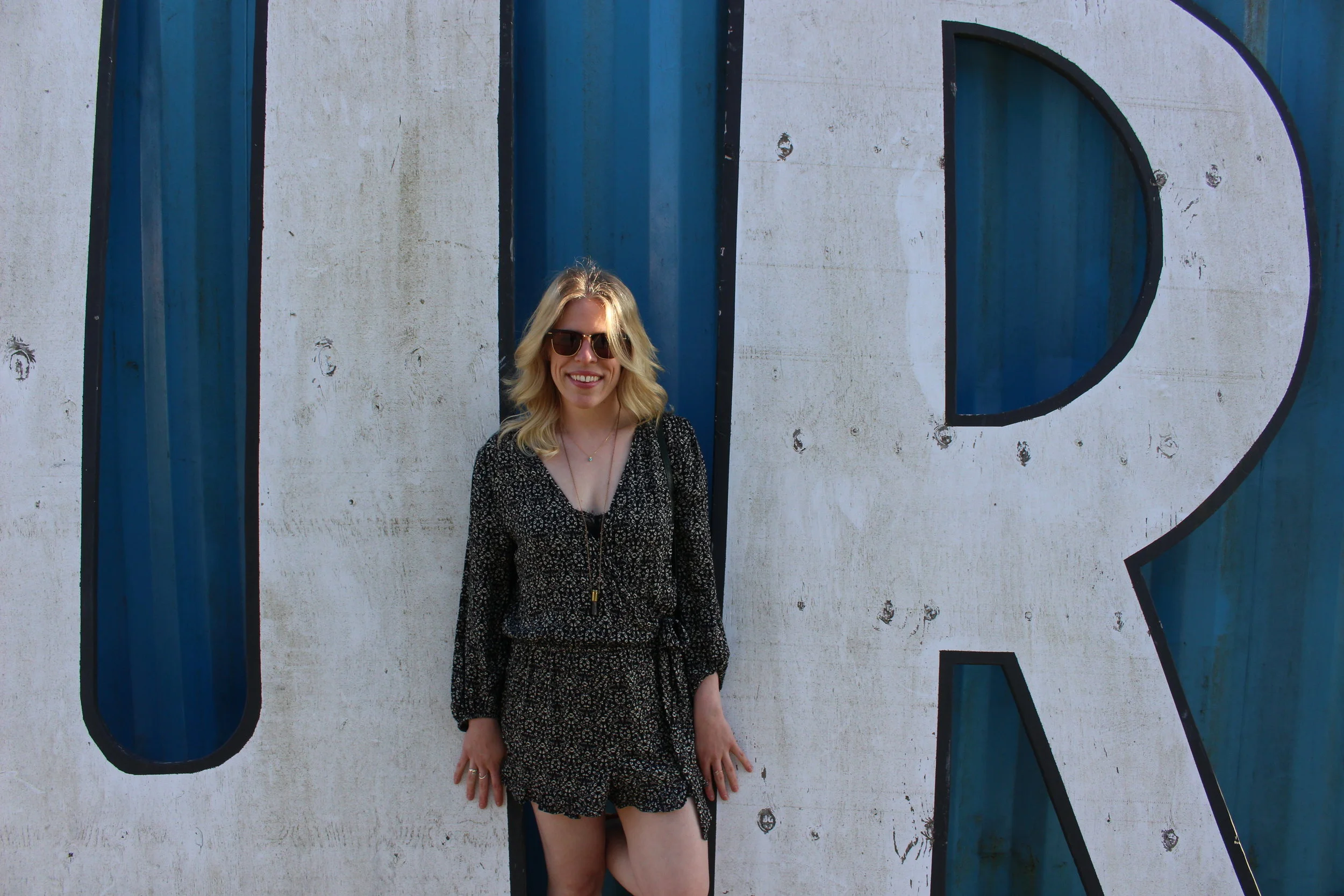 American Eagle jumpsuit, Wolf Circus necklace, Mark by Avon sandals, Ray Ban sunglasses, Vintage purse