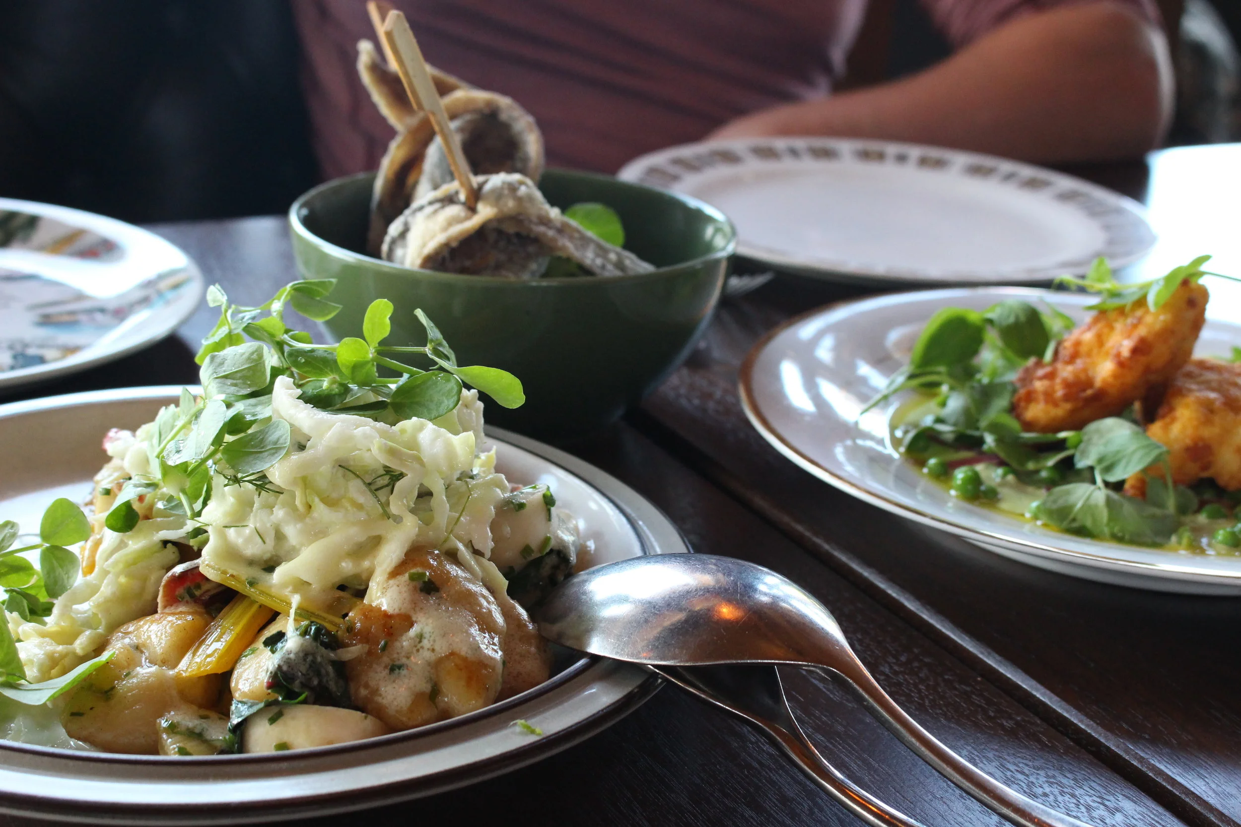 Fried BC Herring, Green Soul, Corn Fried Cod Cheeks