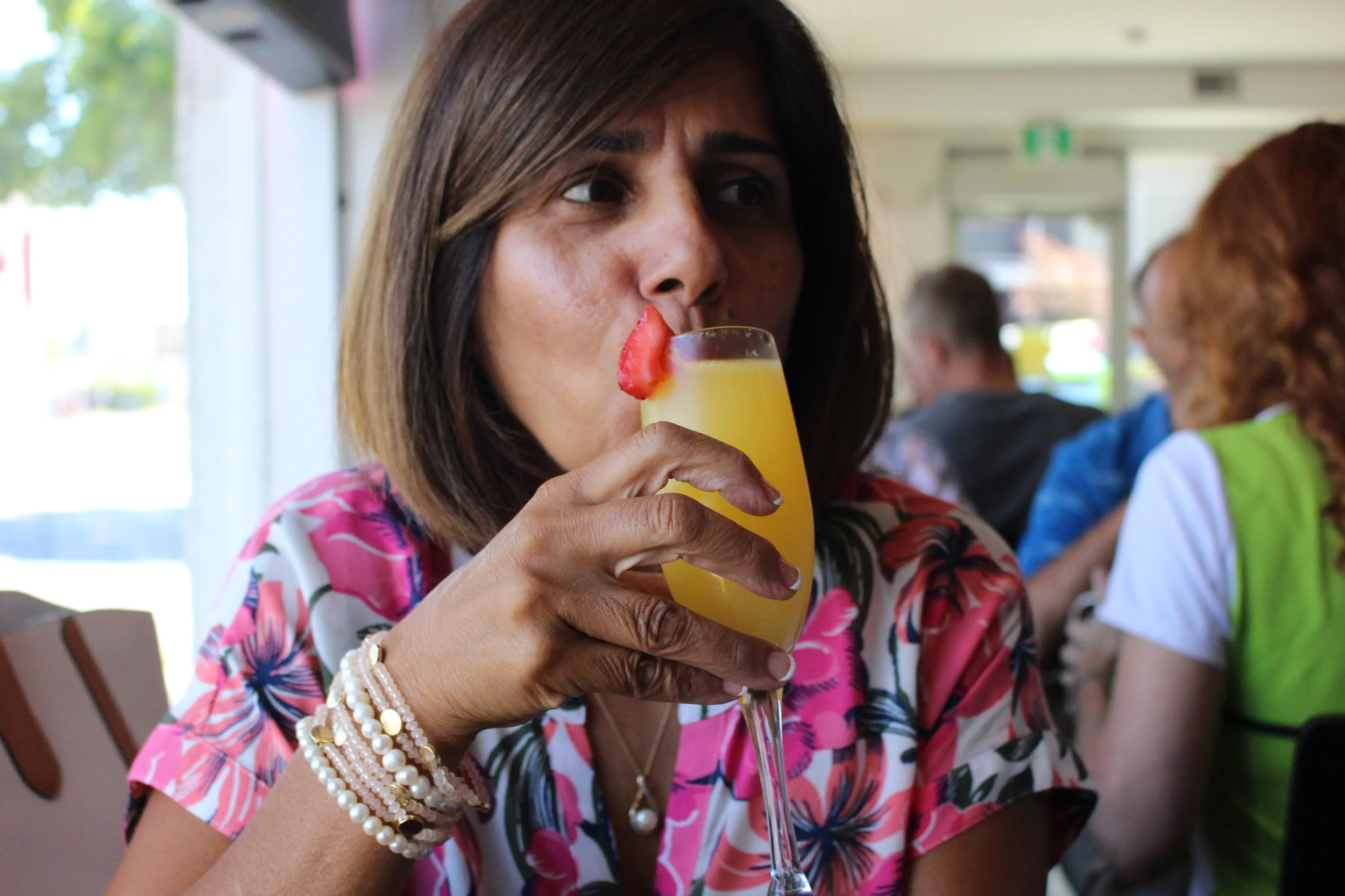 Deb enjoying her Birthday mimosa! 