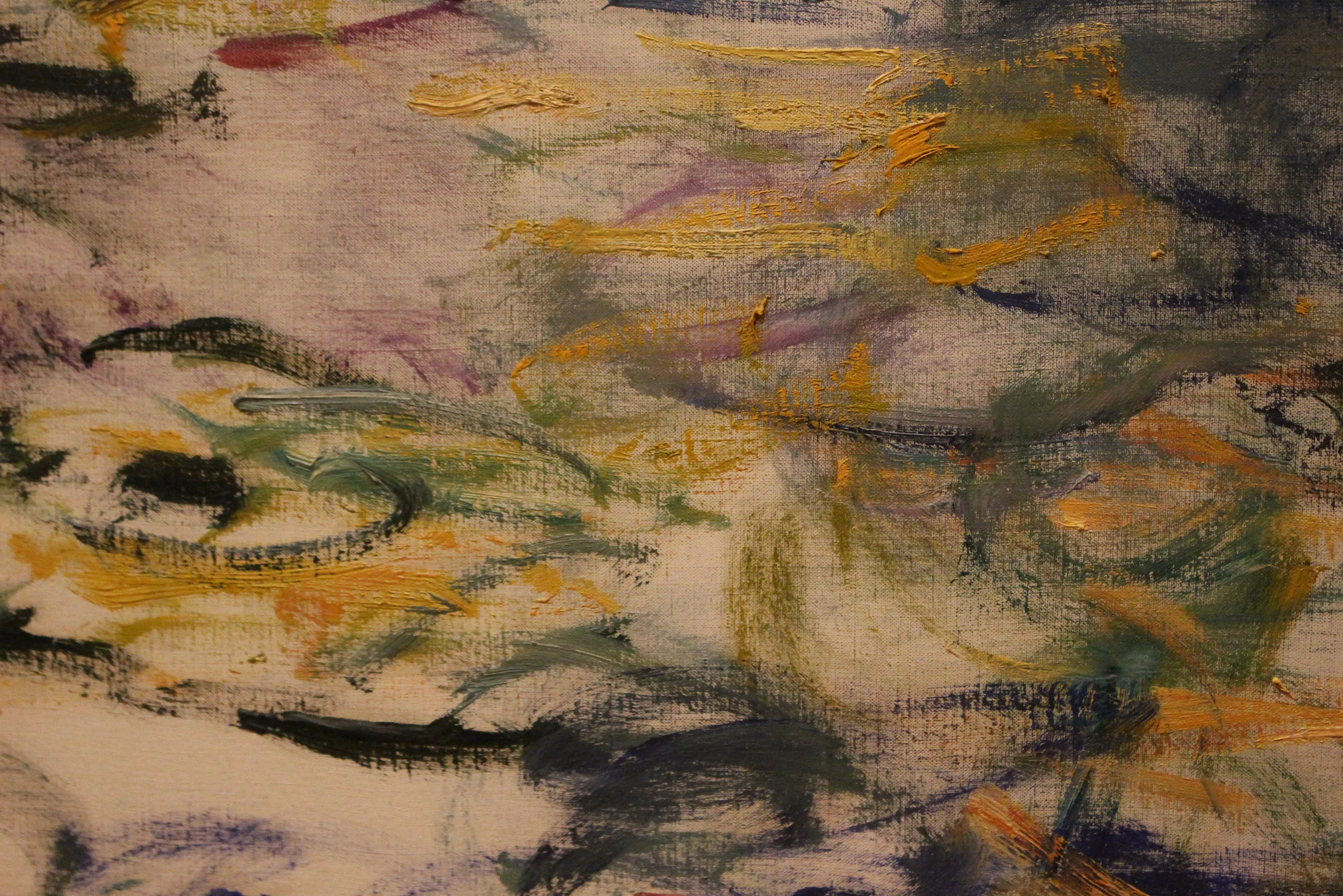 A close-up of the brushstrokes in one of his more abstract paintings