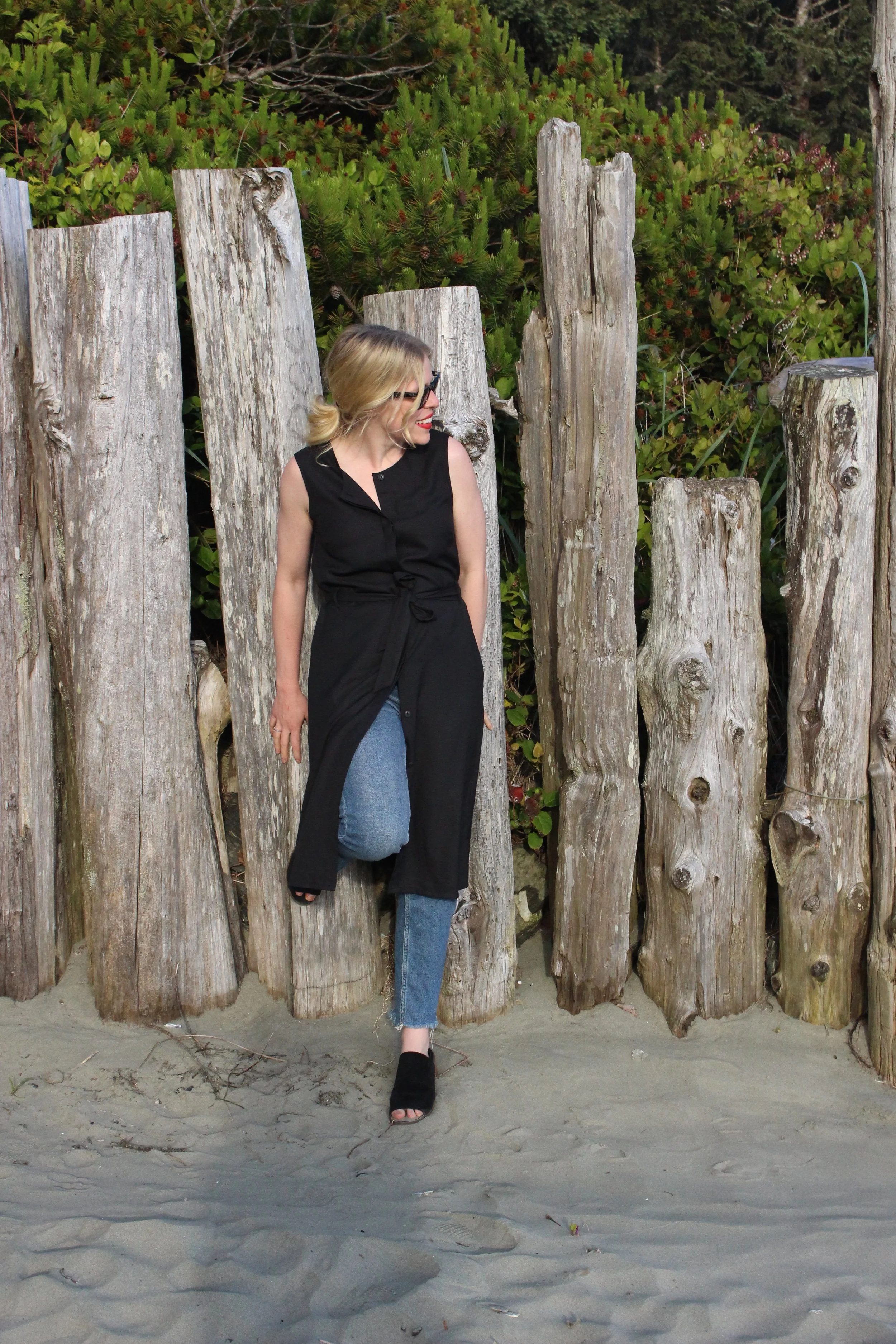 Mark by Avon Dress, Topshop Jeans, Steve Madden Mules, Ray Ban Sunglasses, NARS Velvet Lip Glide