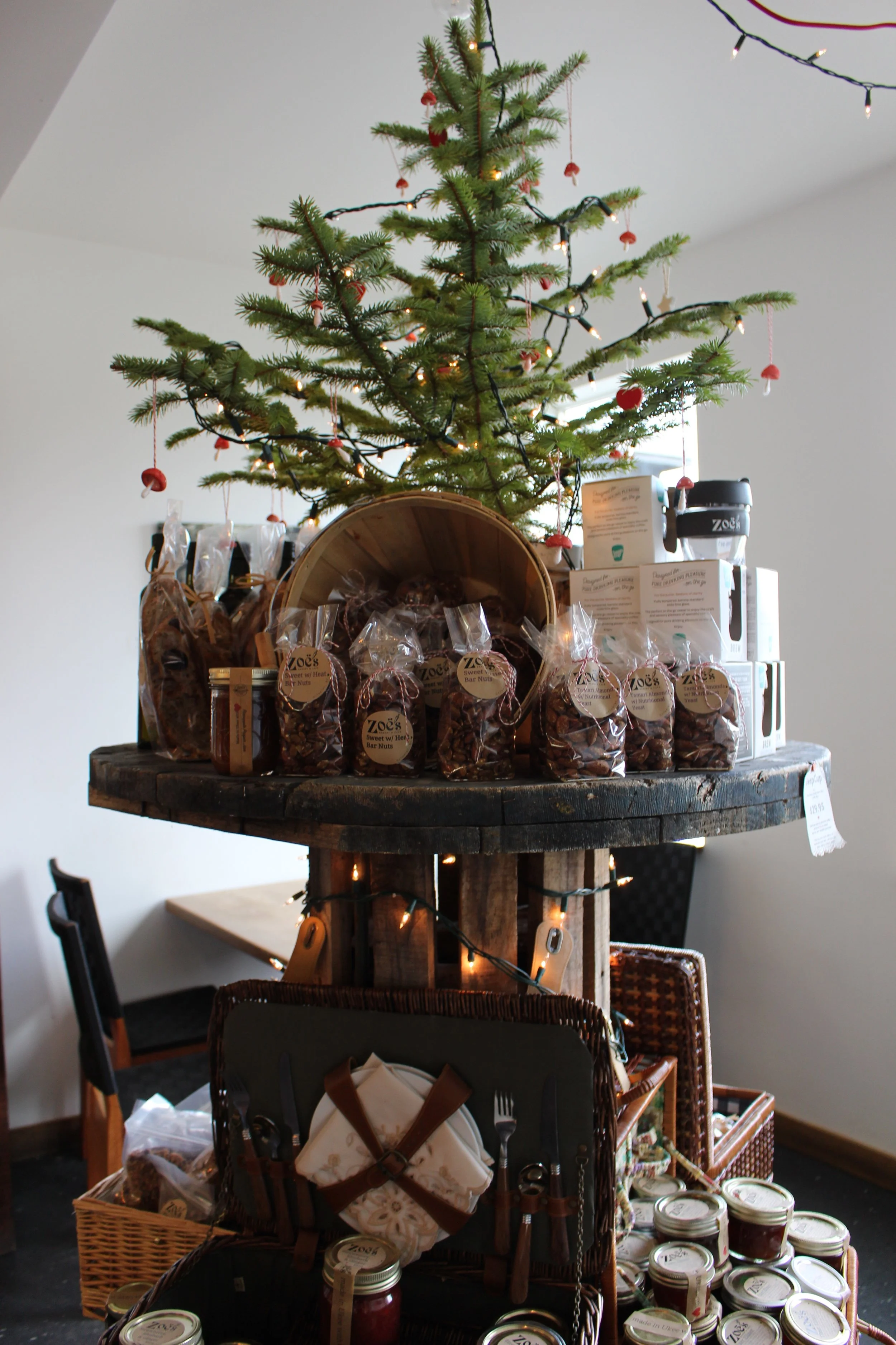 A beautiful Christmas display with ideas for stocking stuffers