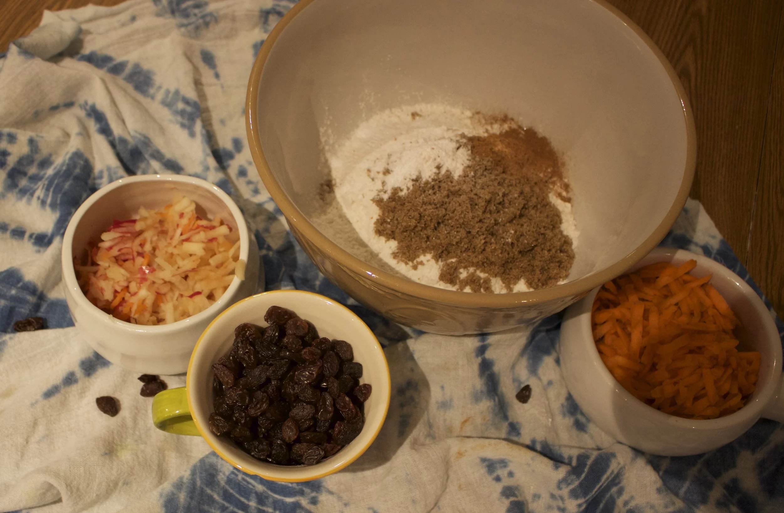 All the goodies that go into the muffins to make them delicious and healthy