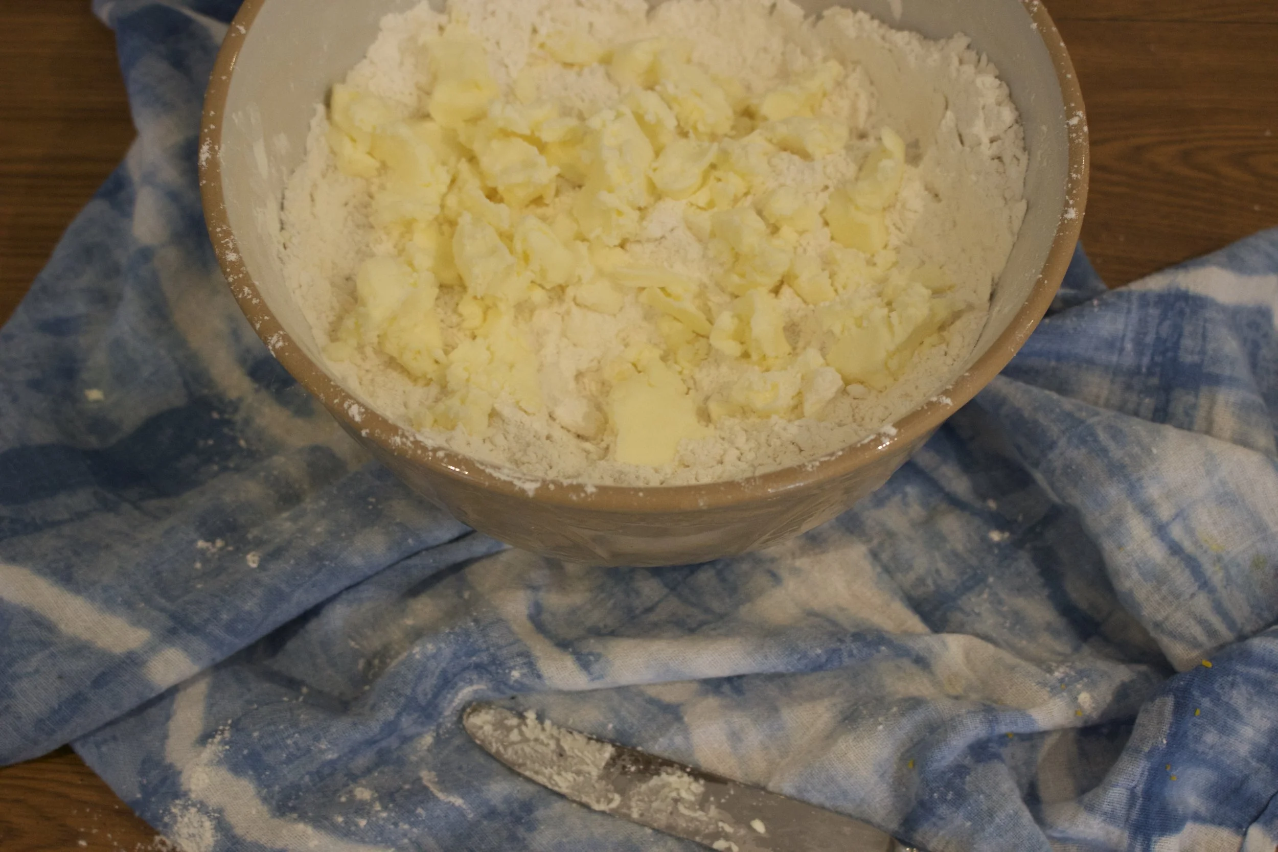 Cutting the butter in (not always an easy job)