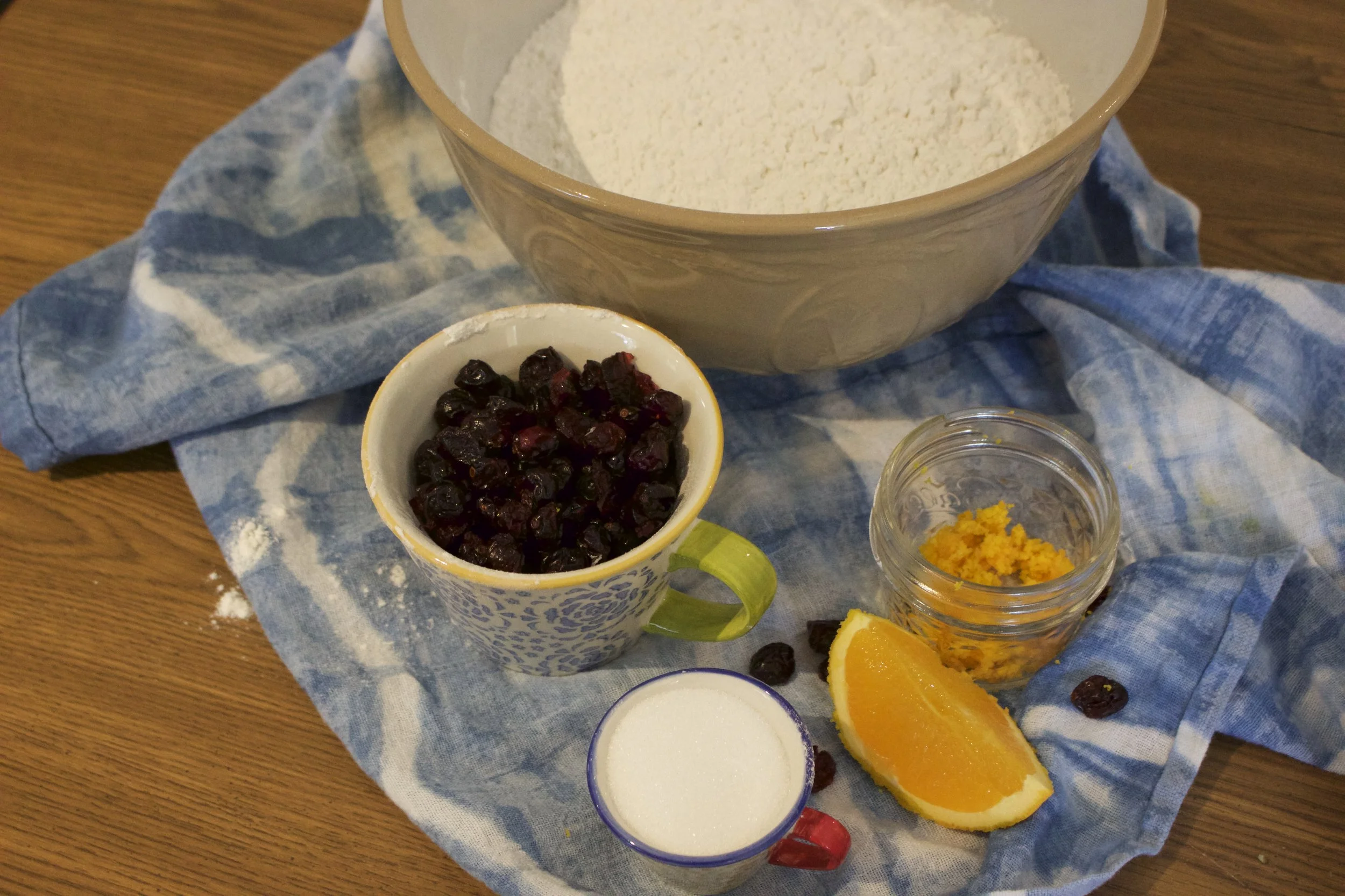 The orange zest and craisins give the flavour to these scones