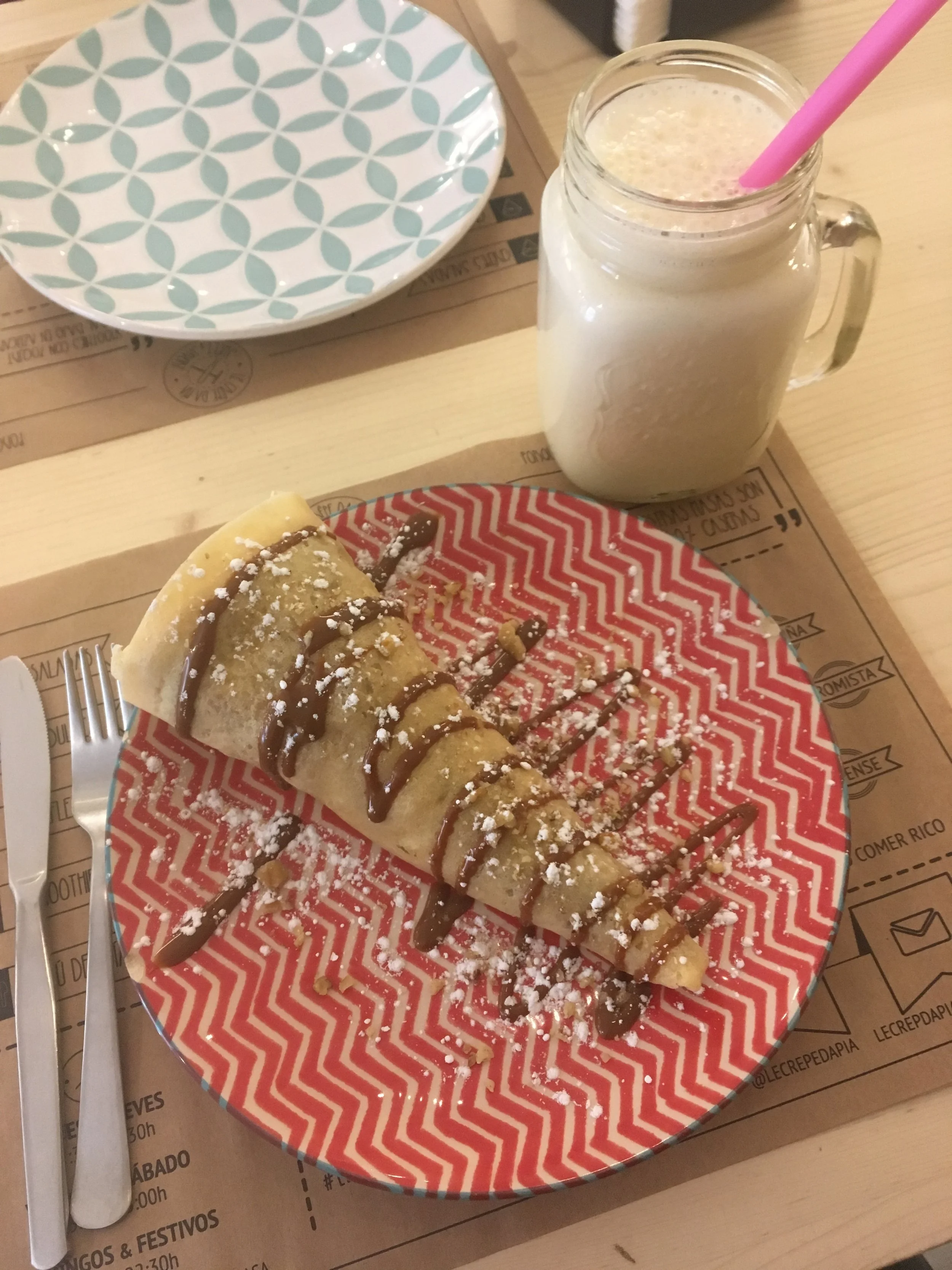 This crepe was to die for, filled with ice cream, walnuts and dulce de leche