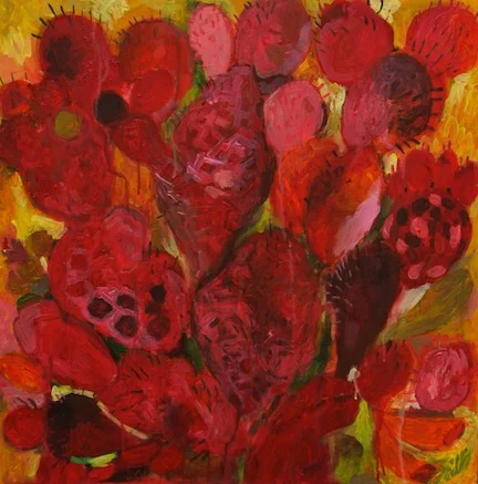 Fireball, 24x24, mixed media on panel 