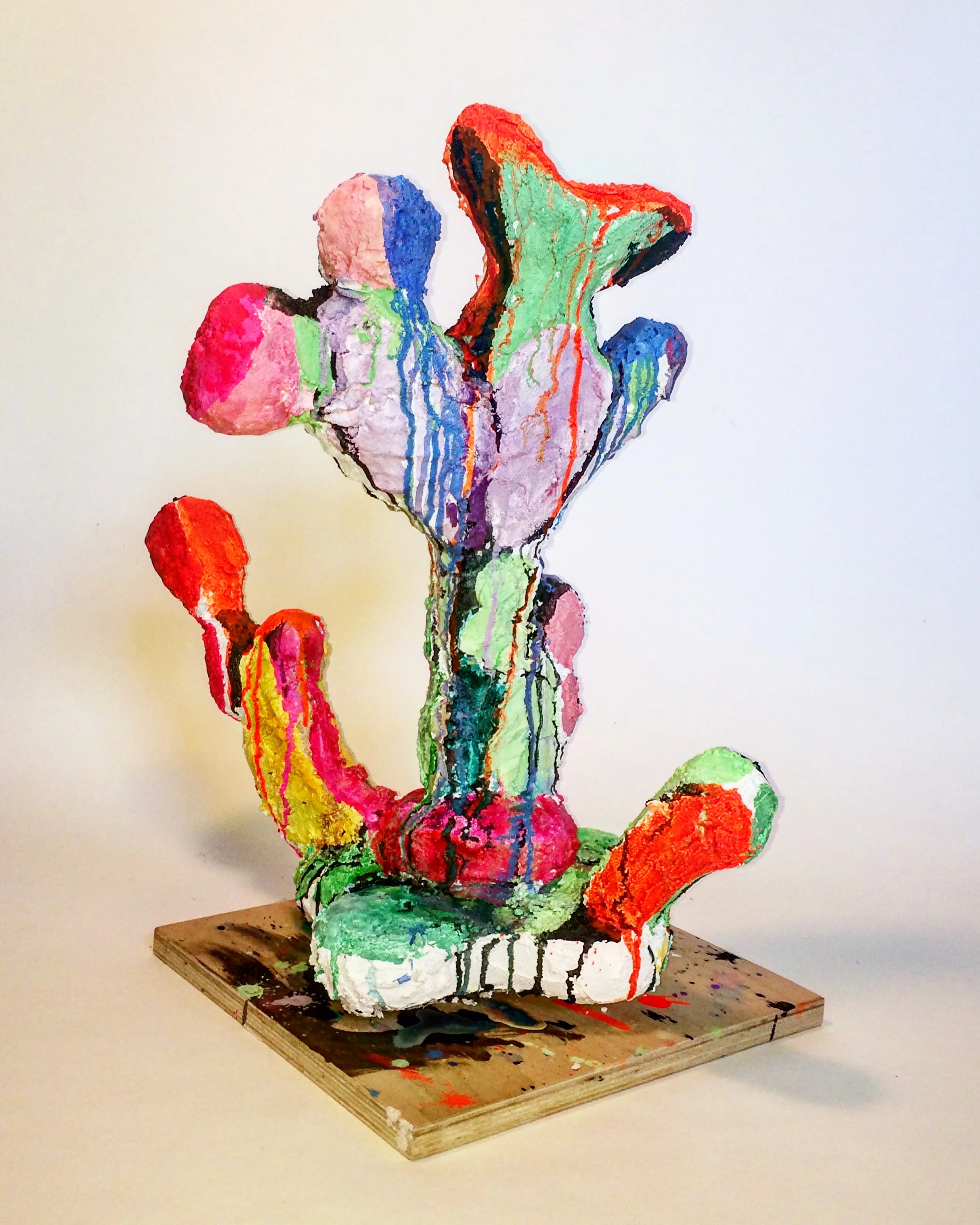 Crocus Circus , approx. 16x12 inches, mixed media sculpture including styrofoam mortar and acrylic paint, 2017