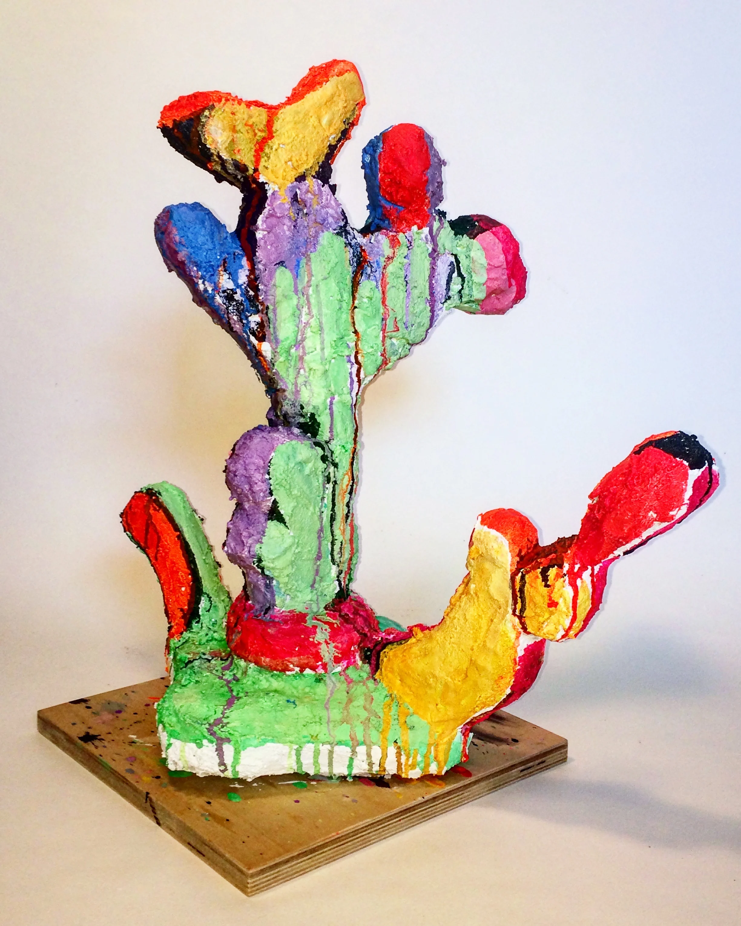 Crocus Circus , approx. 16x12 inches, mixed media sculpture including styrofoam mortar and acrylic paint, 2017