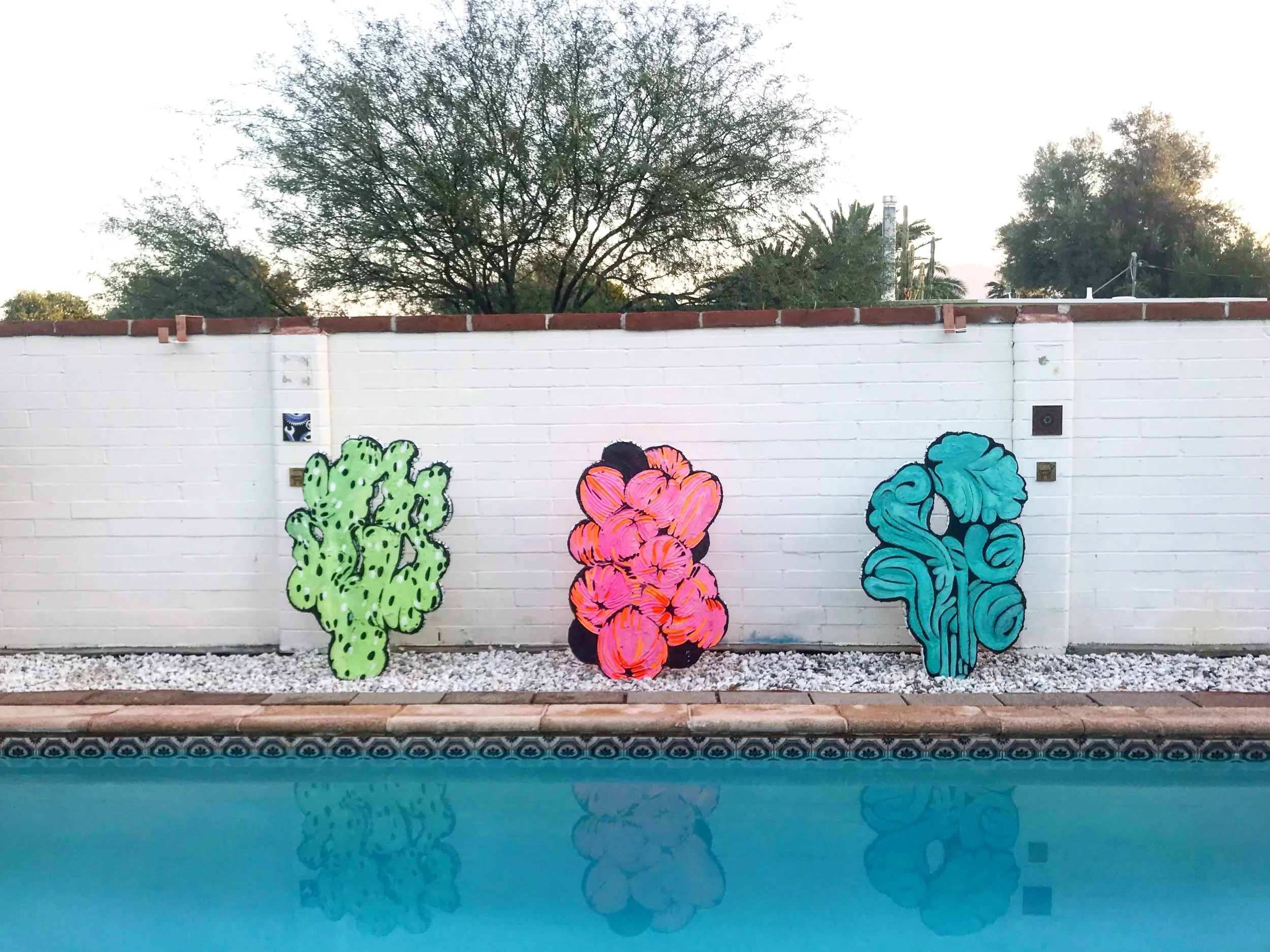  Trio of outdoor sculptures, avaiable on commission. 