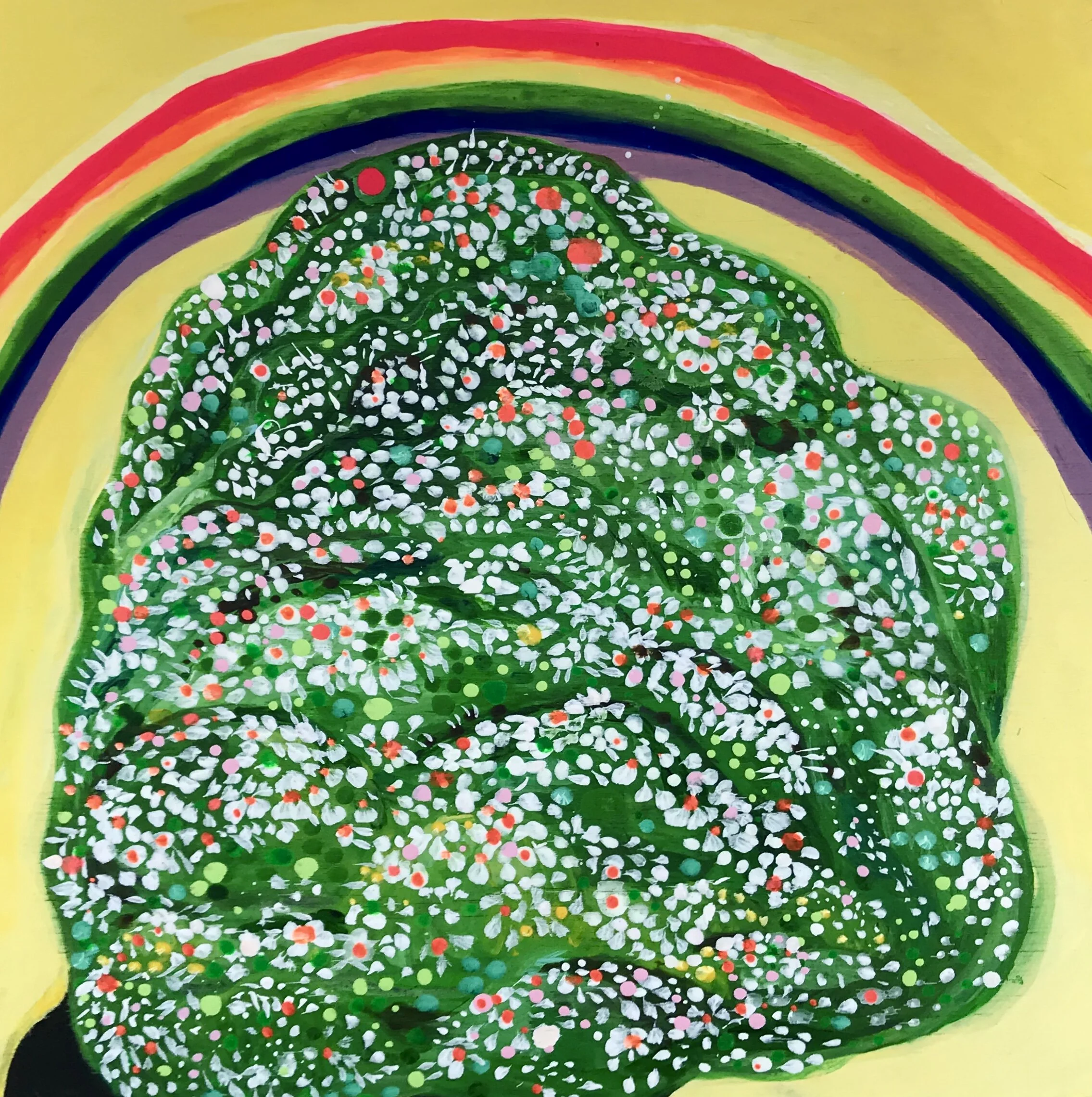   Welcome to the Next Day!   8”x8”  Mixed media on panel  2020 