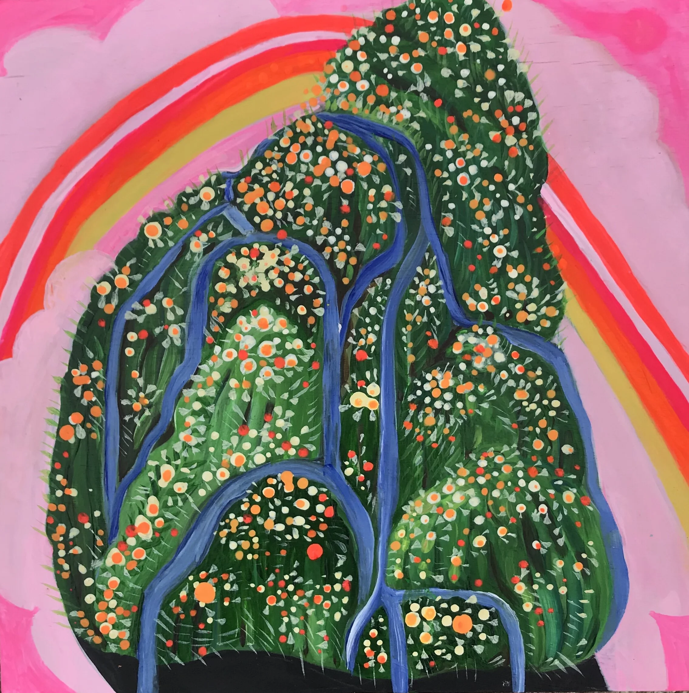   Self Contained Moundscape   8x8”  Mixed media on panel  2020 