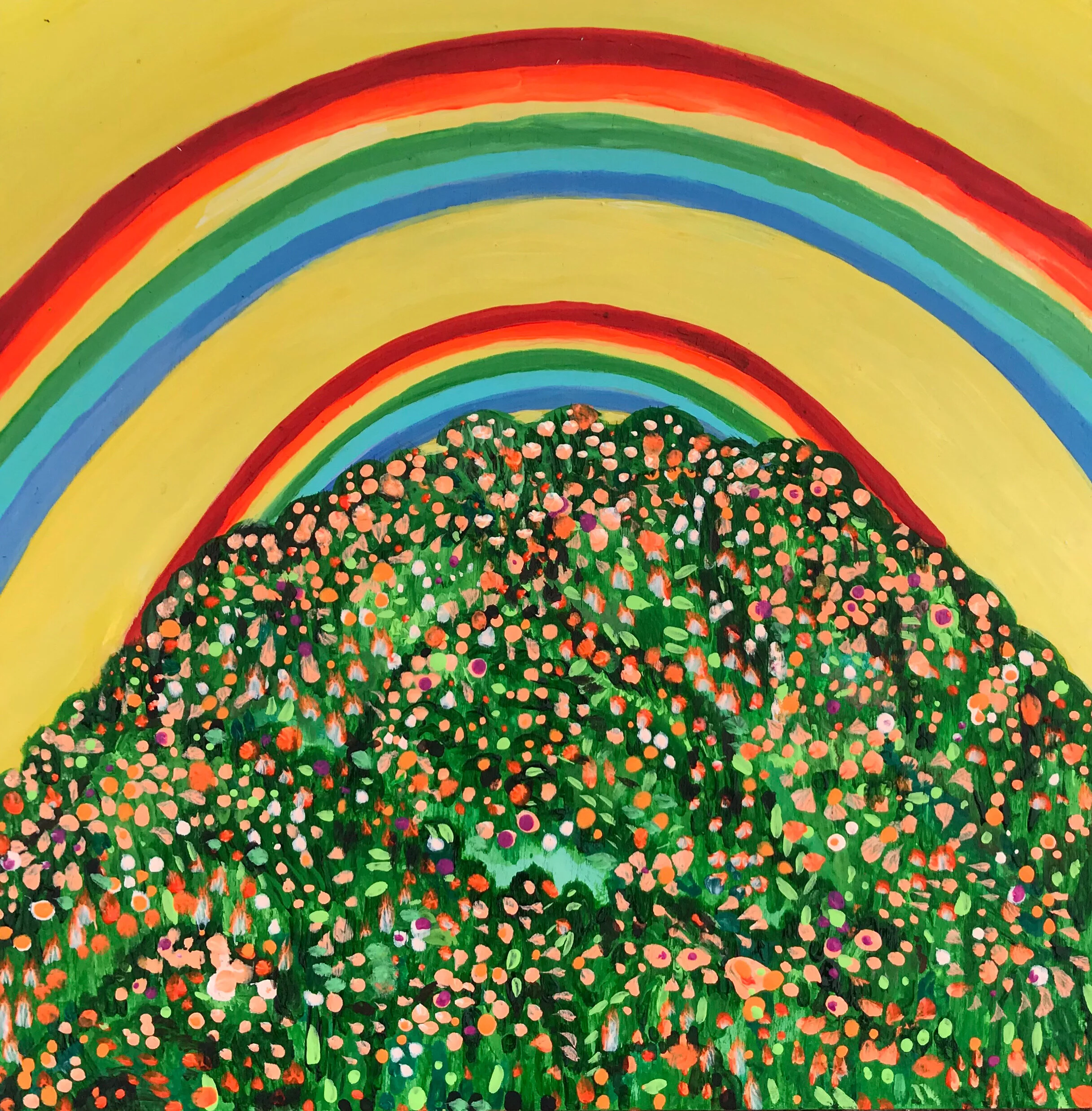   Double Rainbow, Duh   8”x8”  Mixed media on panel  2020  N/A 