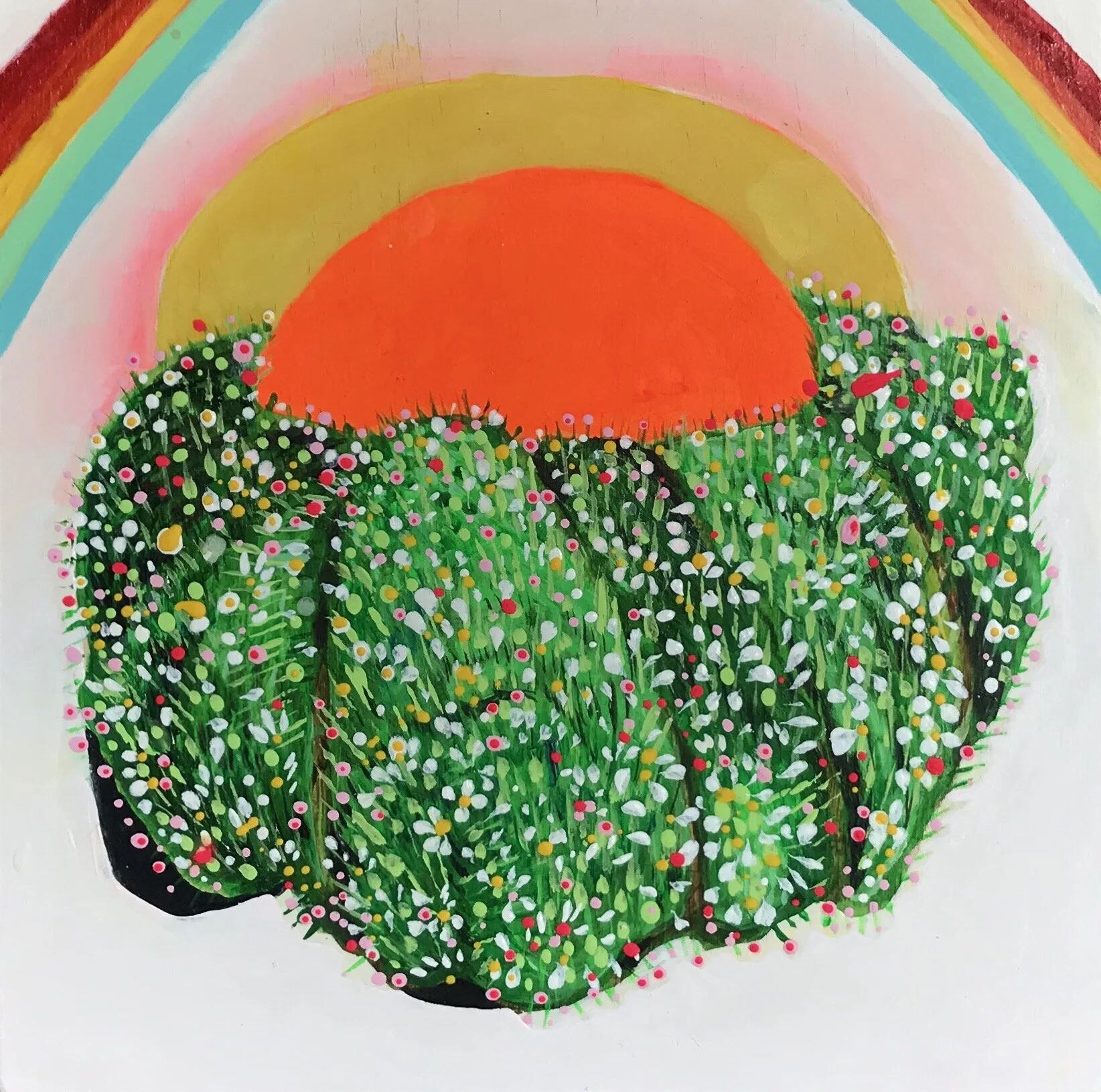   Autonomous Flower Mound   8x8”  Mixed media on panel  2020 