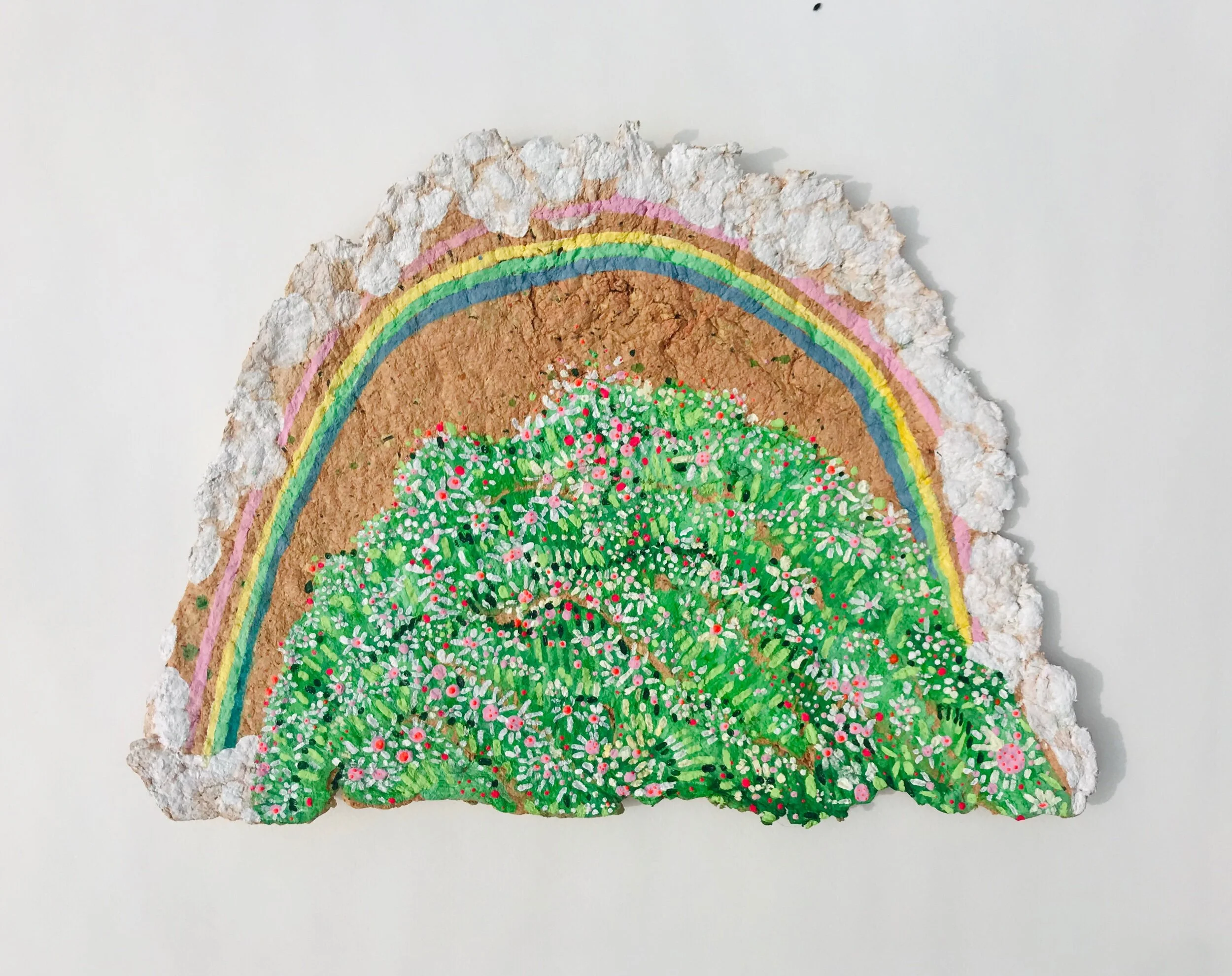   Flower &nbsp;Mound With Clouds   11.5x16.5”  Mixed media on handmade paper  2020 