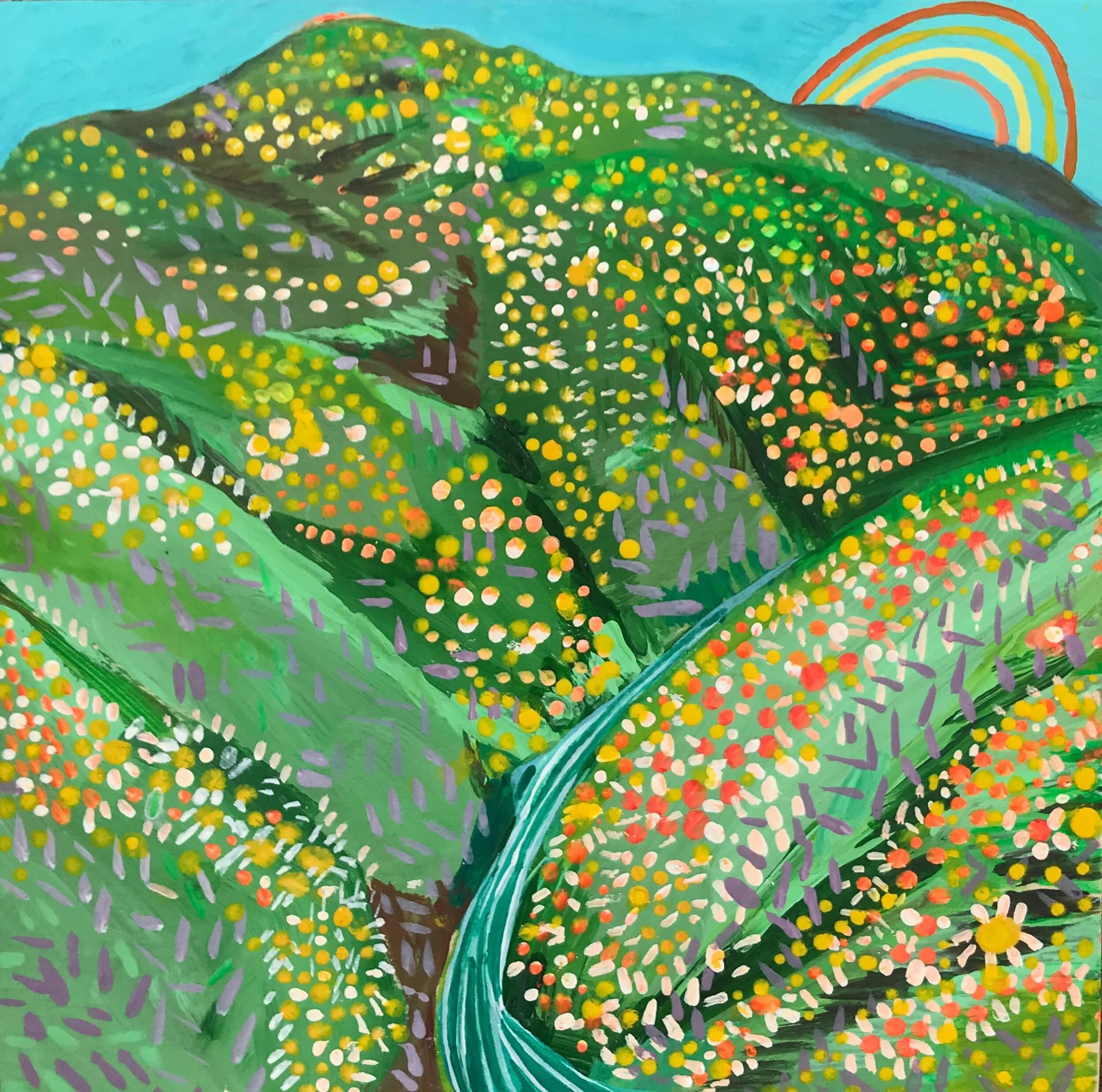   Down Valley   8x8”  Mixed media on panel  2020 