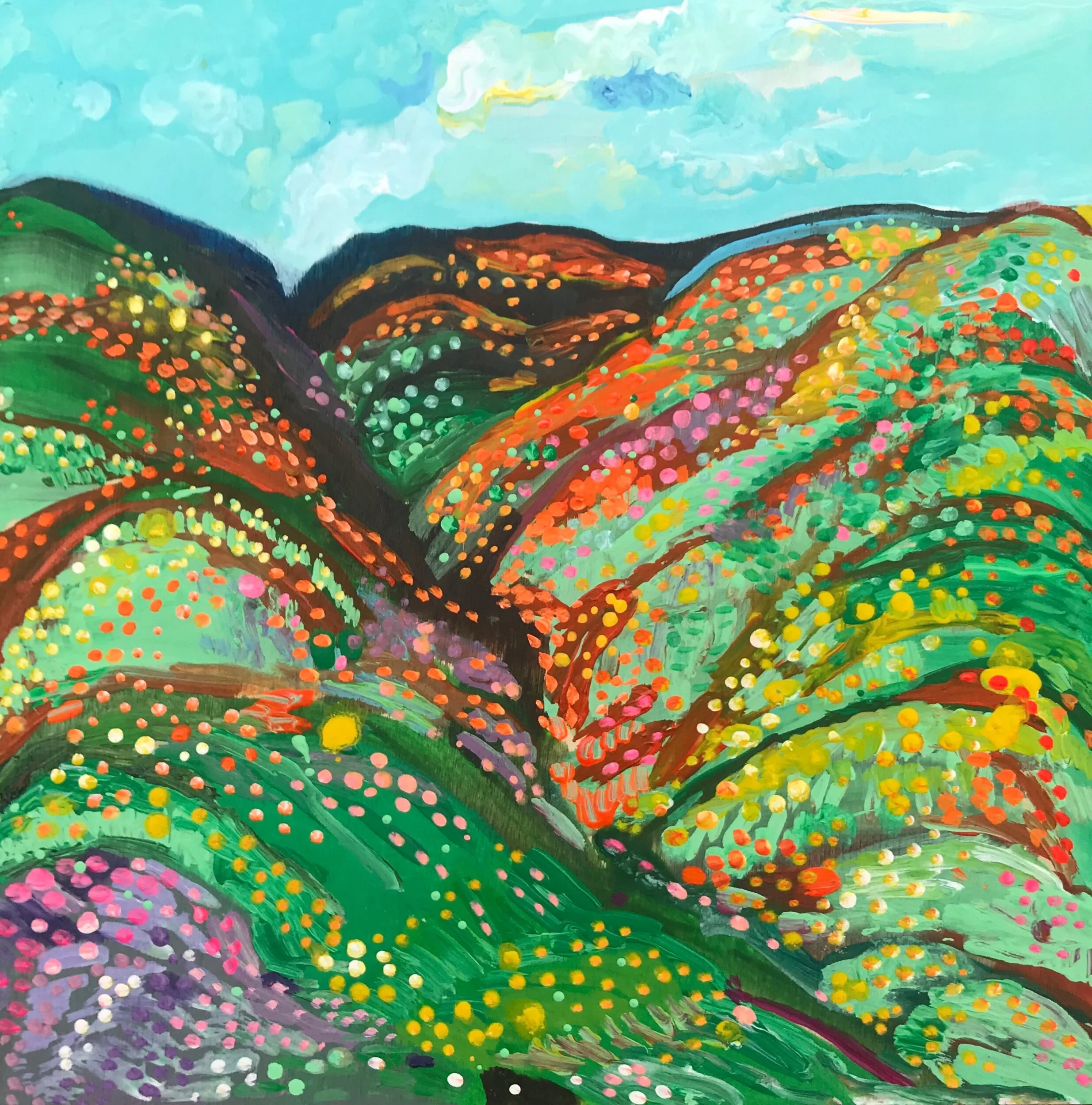   Now Every Sky Needs a Rainbow To Be Pretty   8x8”  Mixed media on panel  2020 