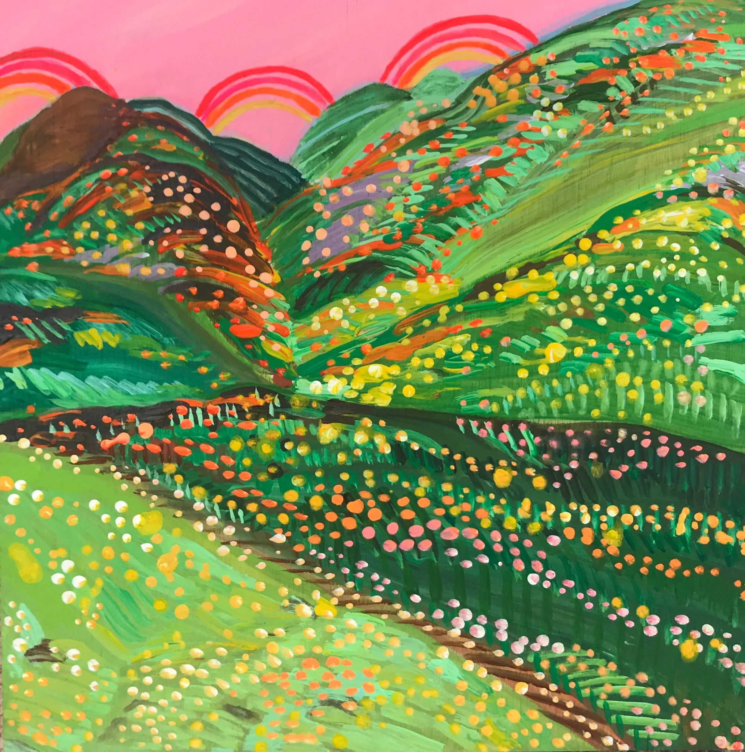   Triple Arch Valley   8x8”  Mixed media on panel  2020 