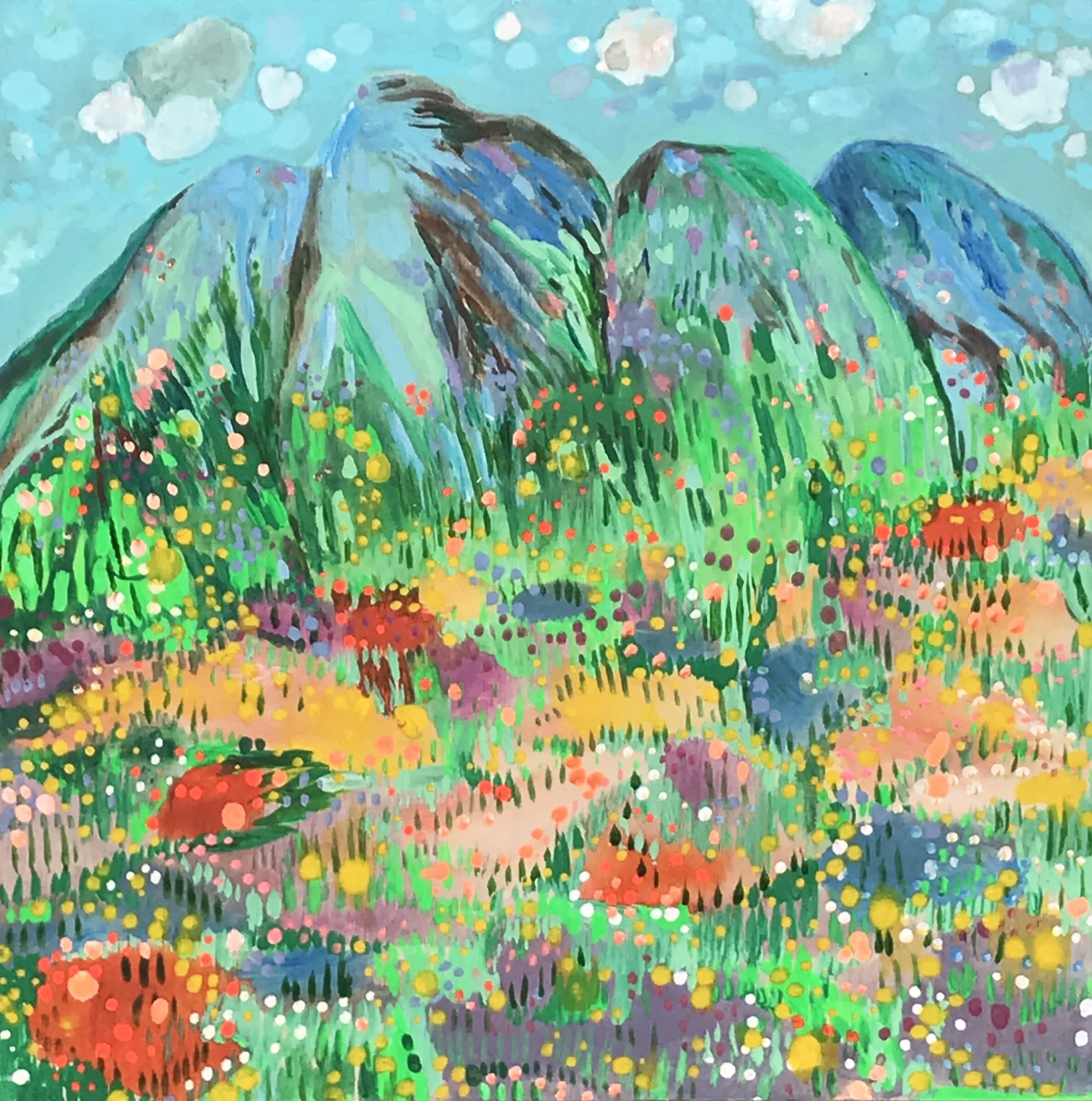   Peak Bloom   8x8”  Mixed media on panel  2020 