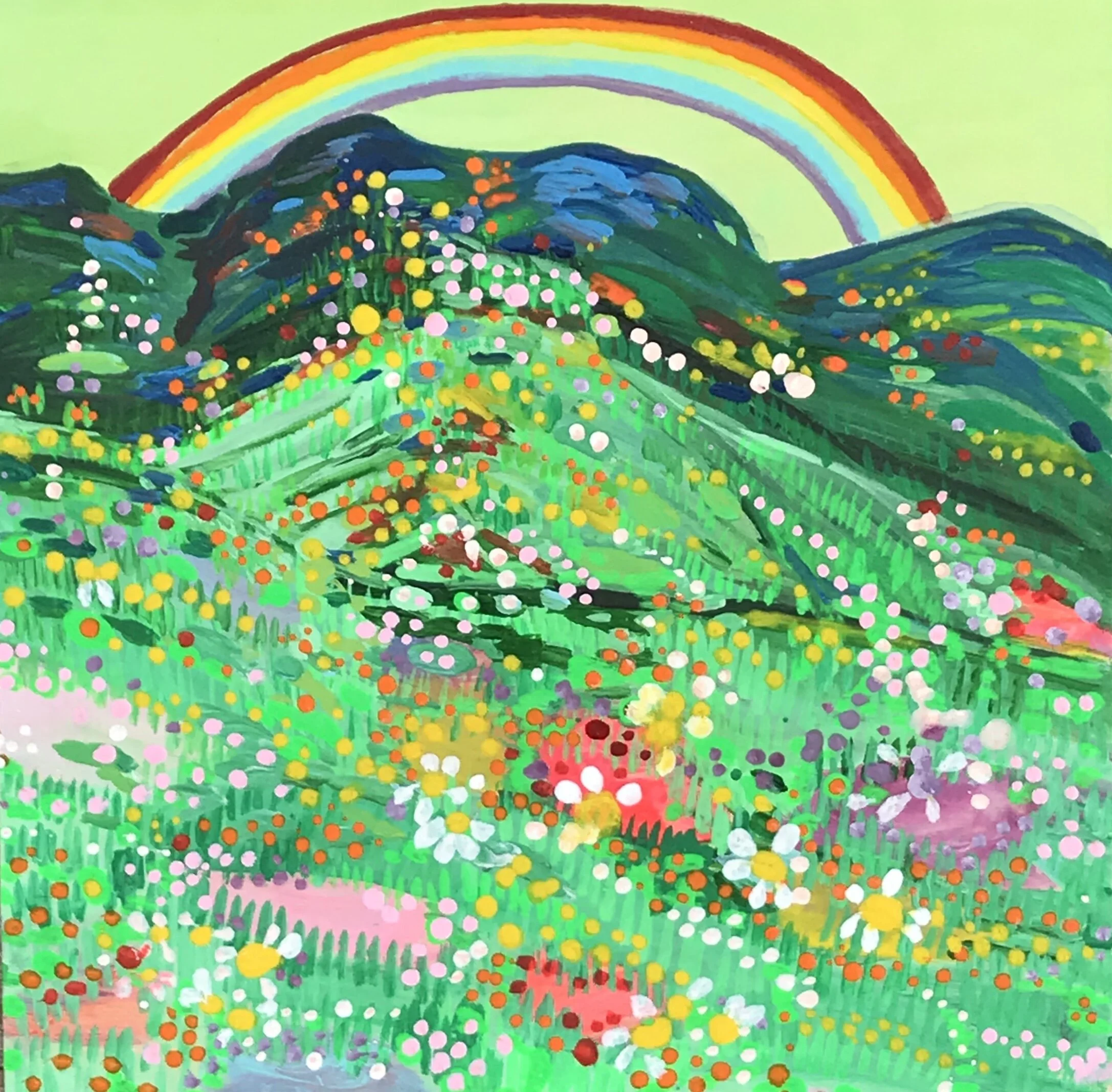   Lucky Green Sky   8x8”  Mixed media on panel  2020 