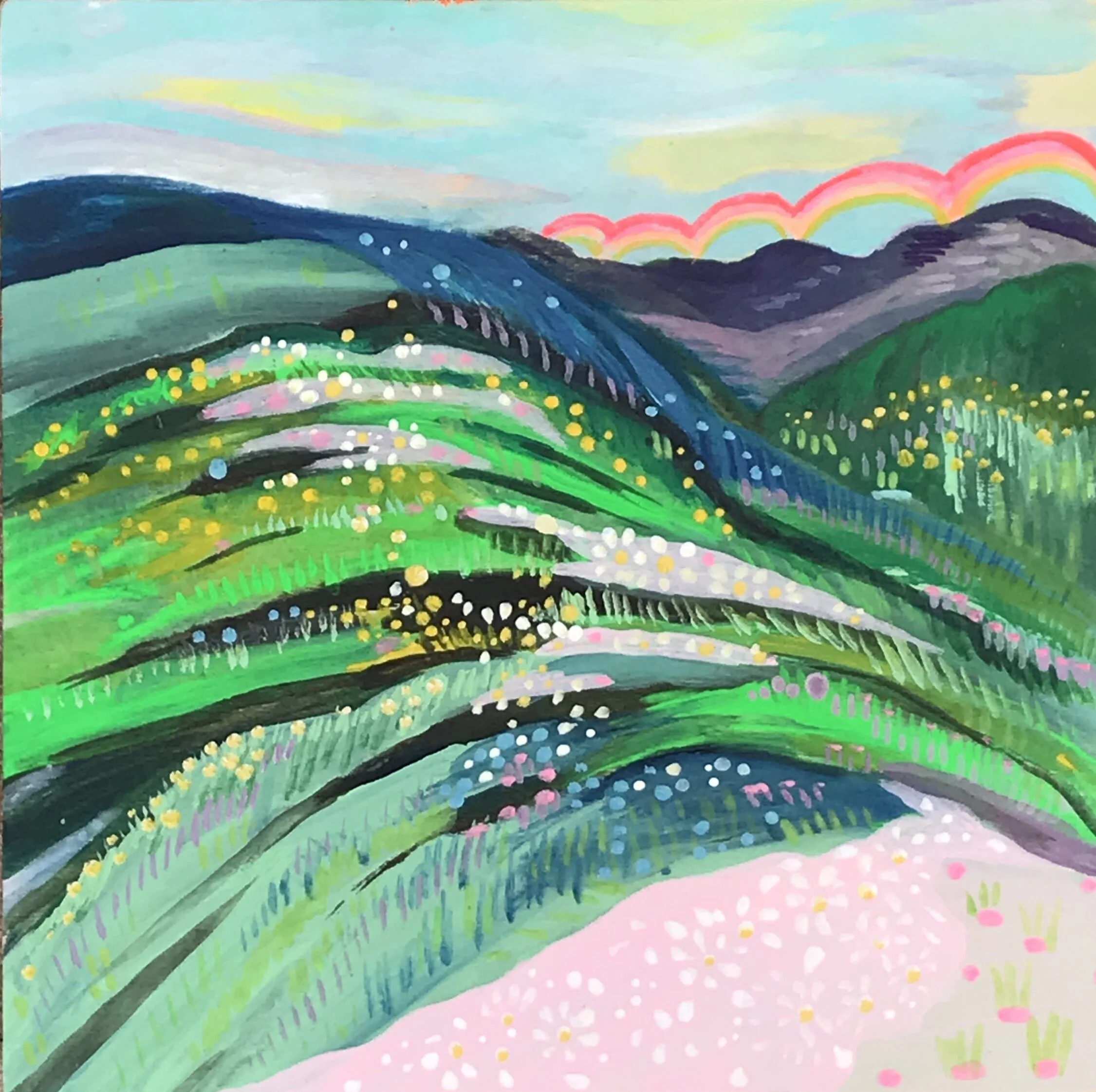   Mountain Murmur   8x8”  Mixed media on panel  2020 