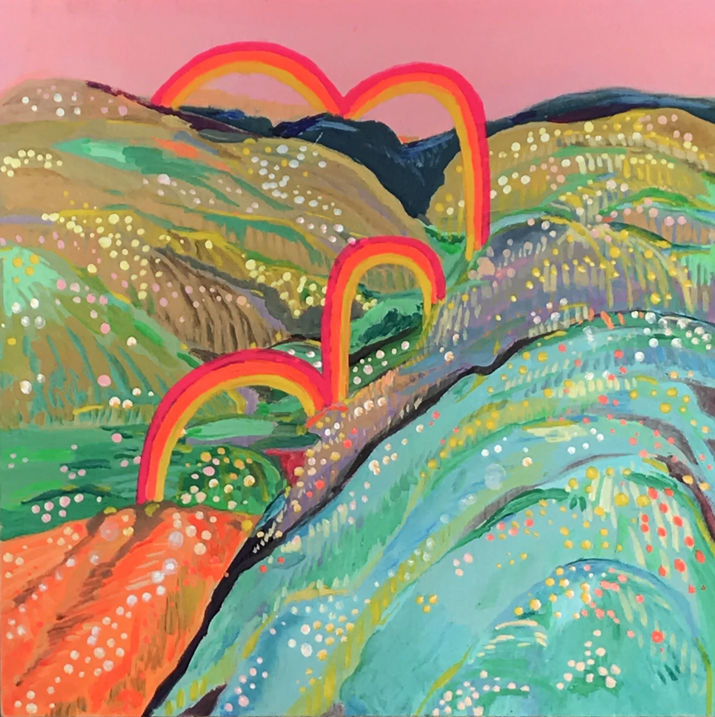   Archways Down   8x8”  Mixed media on panel  2020 