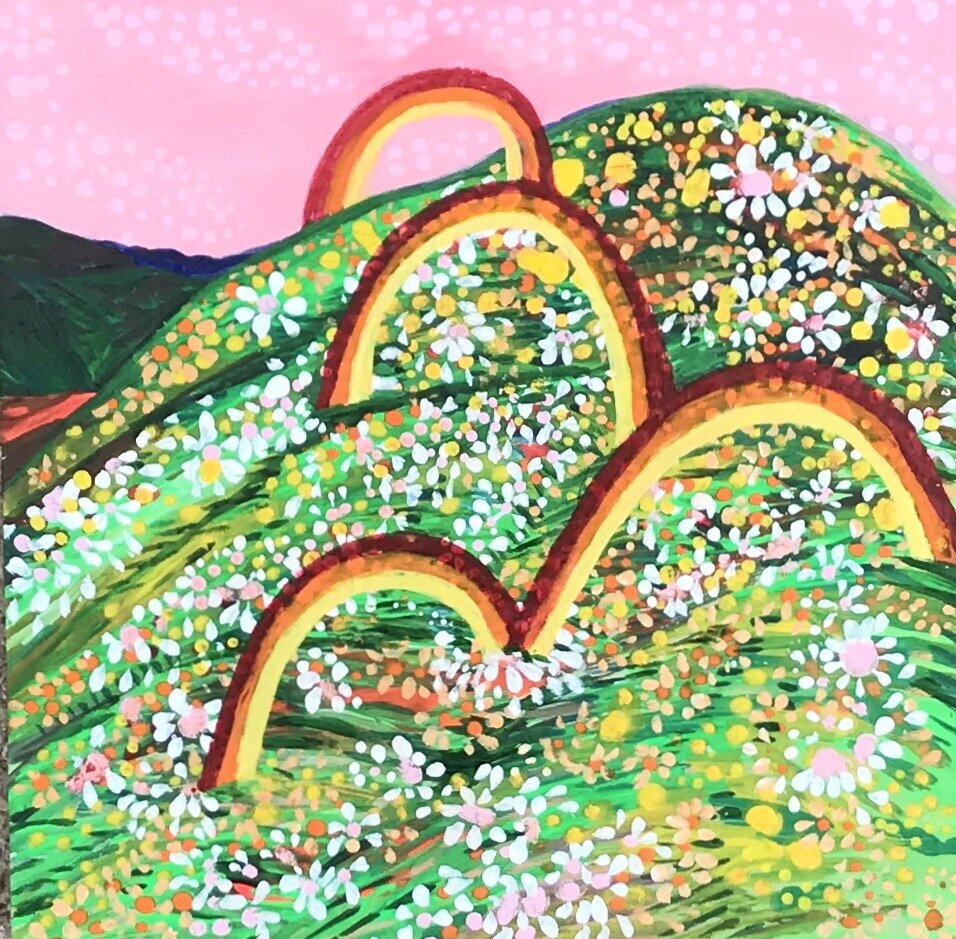   Playful Arches    8x8”  Mixed media on panel  2020 