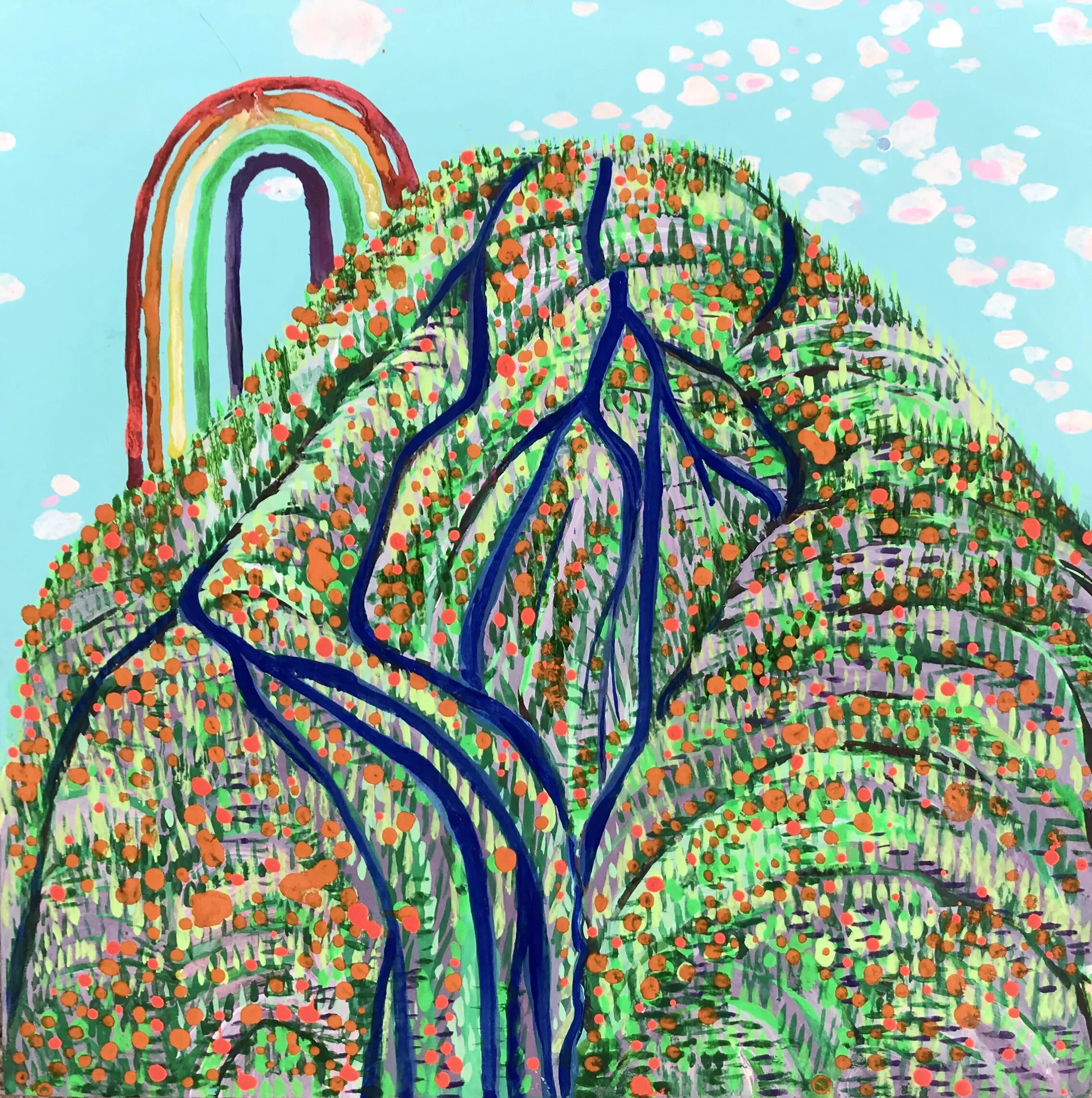   Rainbow Falls   8x8”  Mixed media on panel  2020 