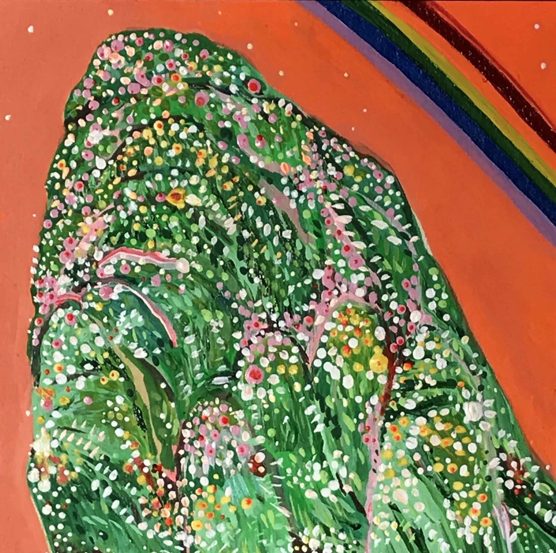   Flower Mound in Orange Field    8x8”  Mixed media on panel  2020  N/A 